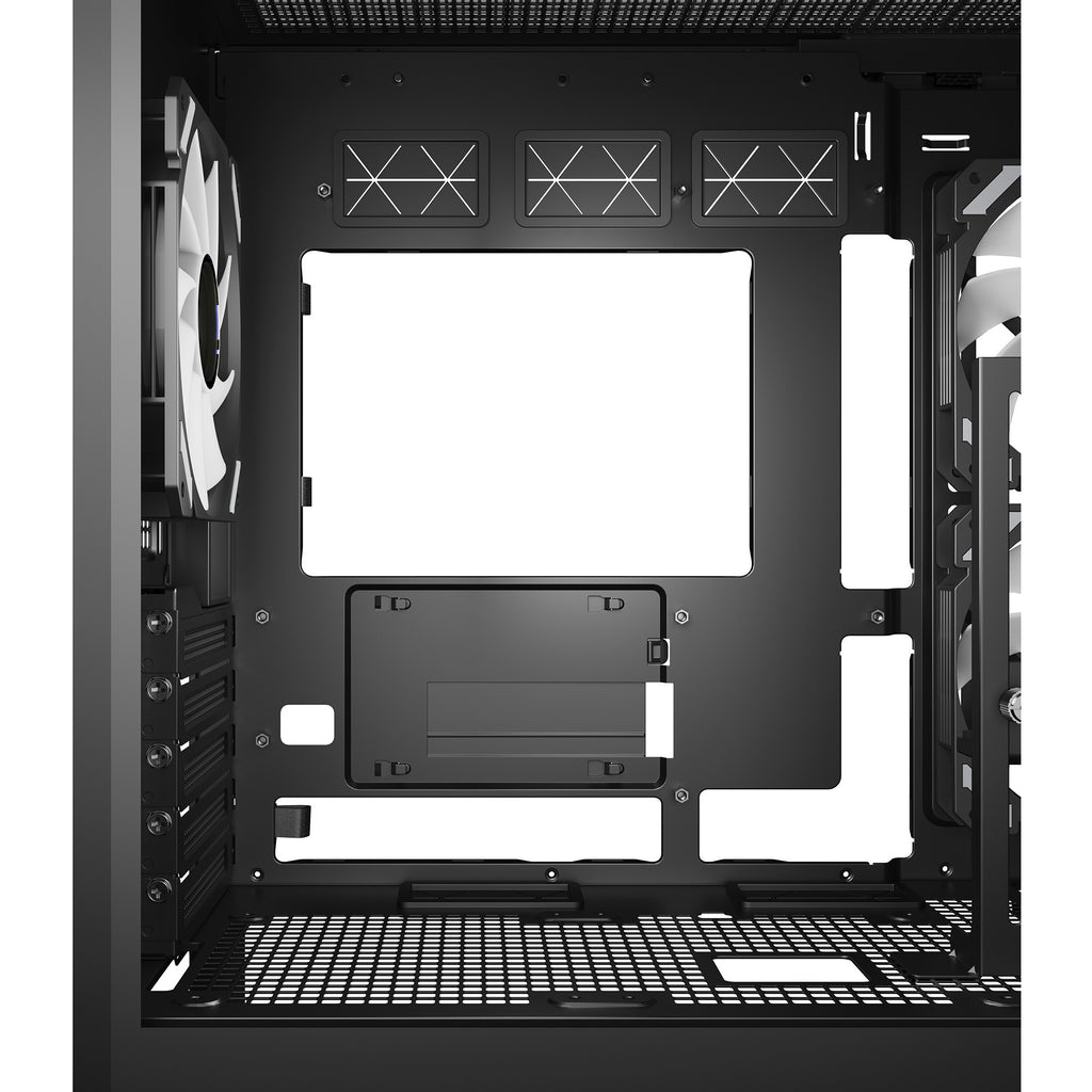 Sharkoon elite shark cm100 midi tower behuizing (zwart | 2x usb-a | 1x usb-c | rgb | tempered glass)
