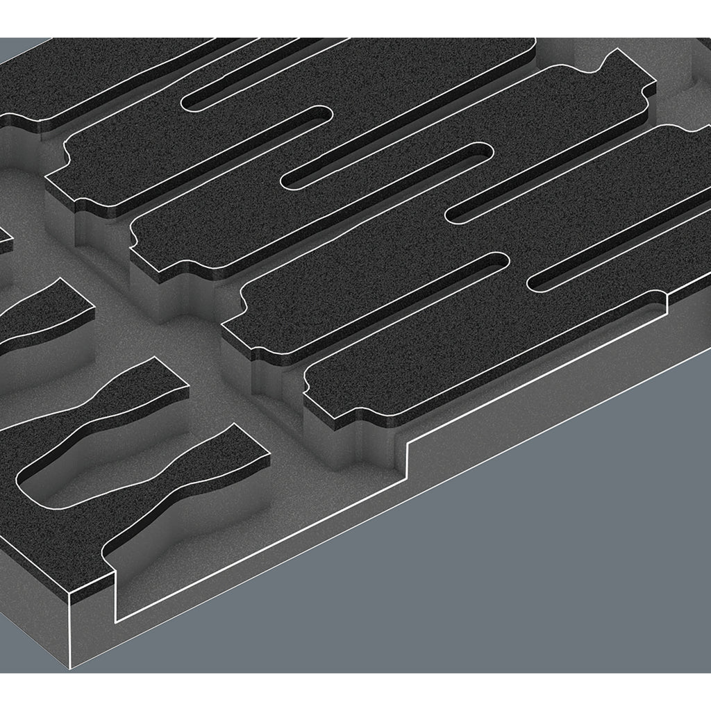 Wera 9811 schuimrubberen inzetstuk voor vde schroevendraaiers set 1, zonder gereedschap inlay (zwart grijs)