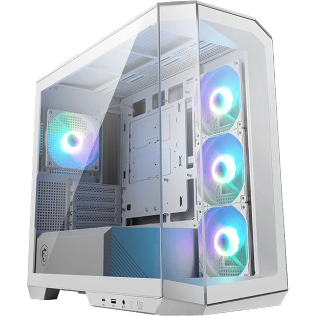 Msi mag pano m100r pz midi tower behuizing (wit | 1x usb-a | 1x usb-c | rgb | tempered glass)