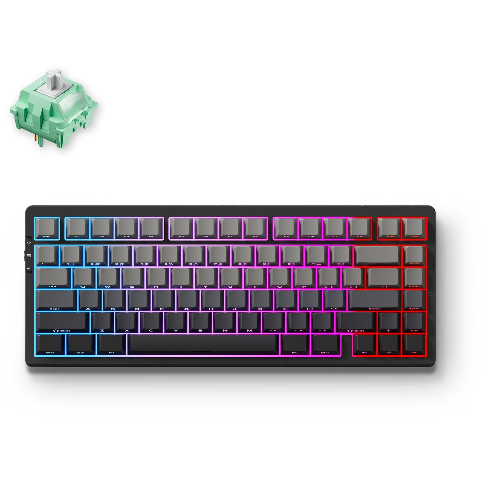 Mchose g75 pro tri-mode gasket structuur mechanisch gaming toetsenbord (zwart, us lay-out (qwerty), ktt cabbage tofu v2, 75%, rgb, hot swap, pbt double-shot, 2.4 ghz | usb-c | bluetooth)