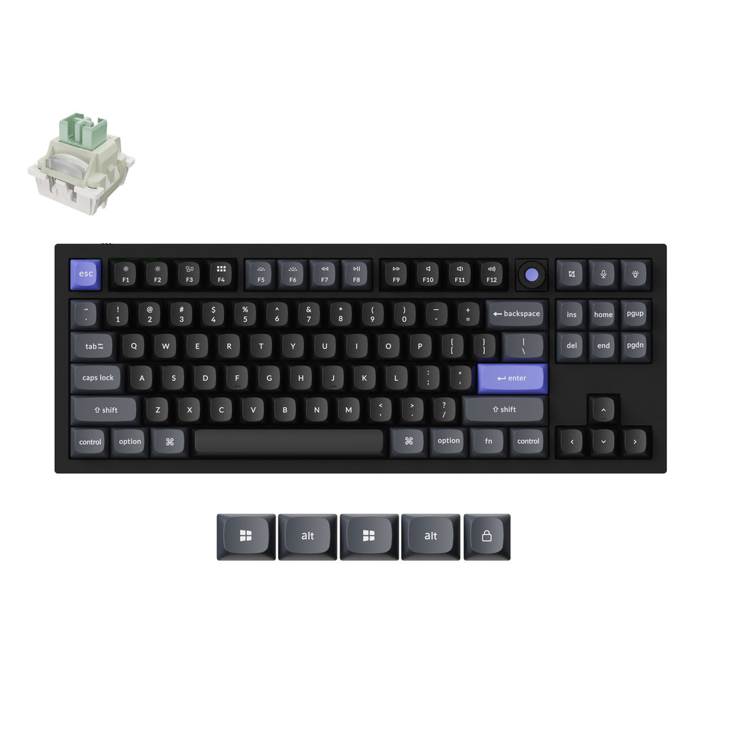 Keychron q3 he 8k magnetic switch keyboard (zwart, us lay-out (qwerty), ultra-fast lime, 80% (tkl) , rgb, hot swap, 8k)