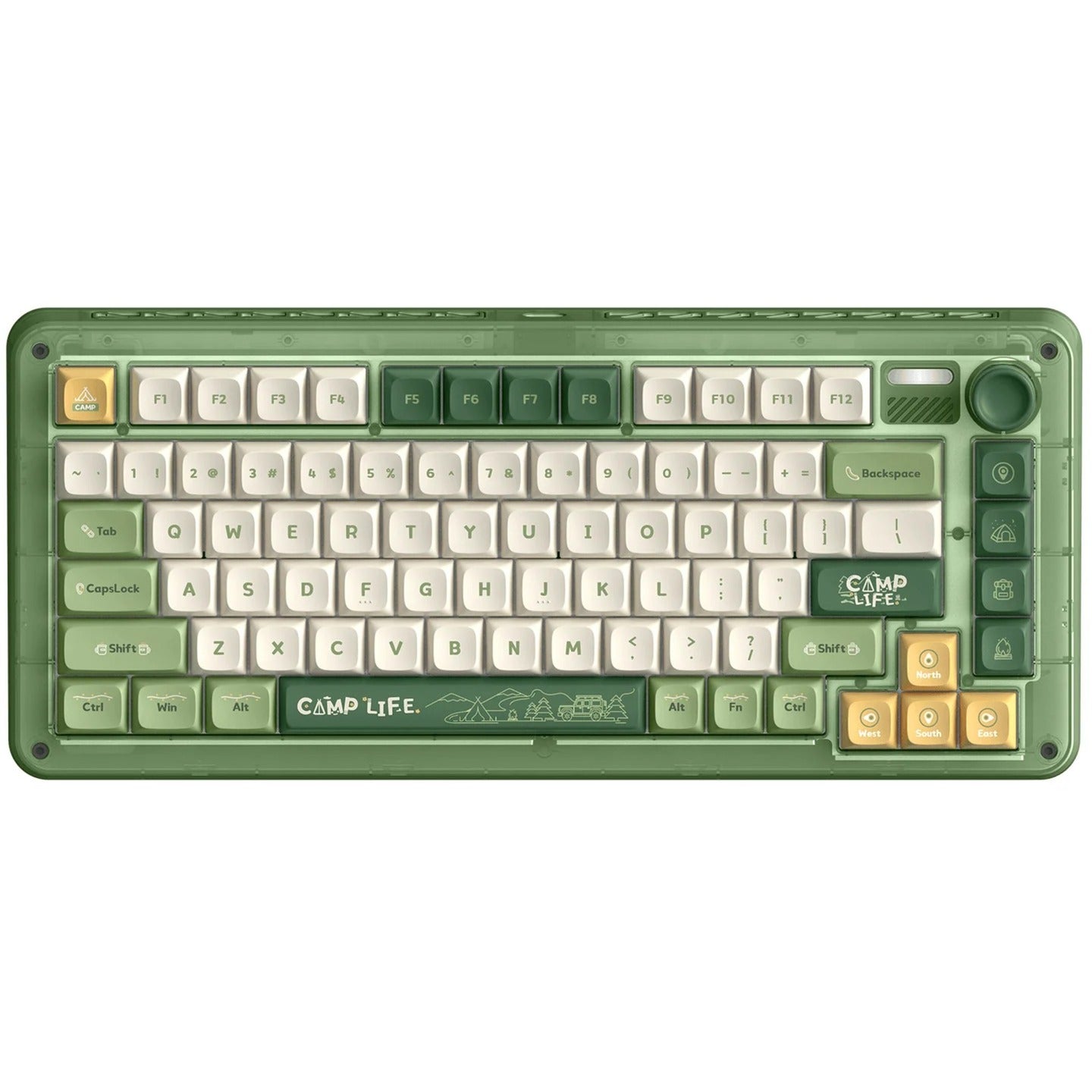 Iqunix zx75 camping wireless mechanical keyboard (groen, us lay-out (qwerty), iqunix moonstone, 75%, rgb leds, hot-swappable, double-shot pbt, 2.4ghz | bluetooth 5.1 | usb-c)