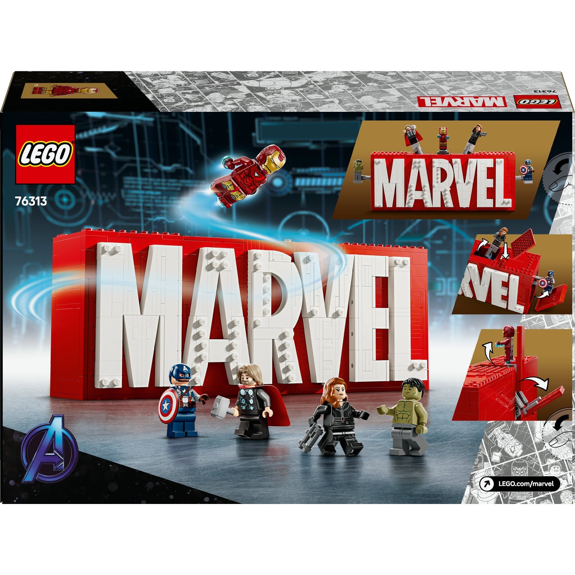 LEGO Superhelden 76313 Marvel Logo und Minifiguren