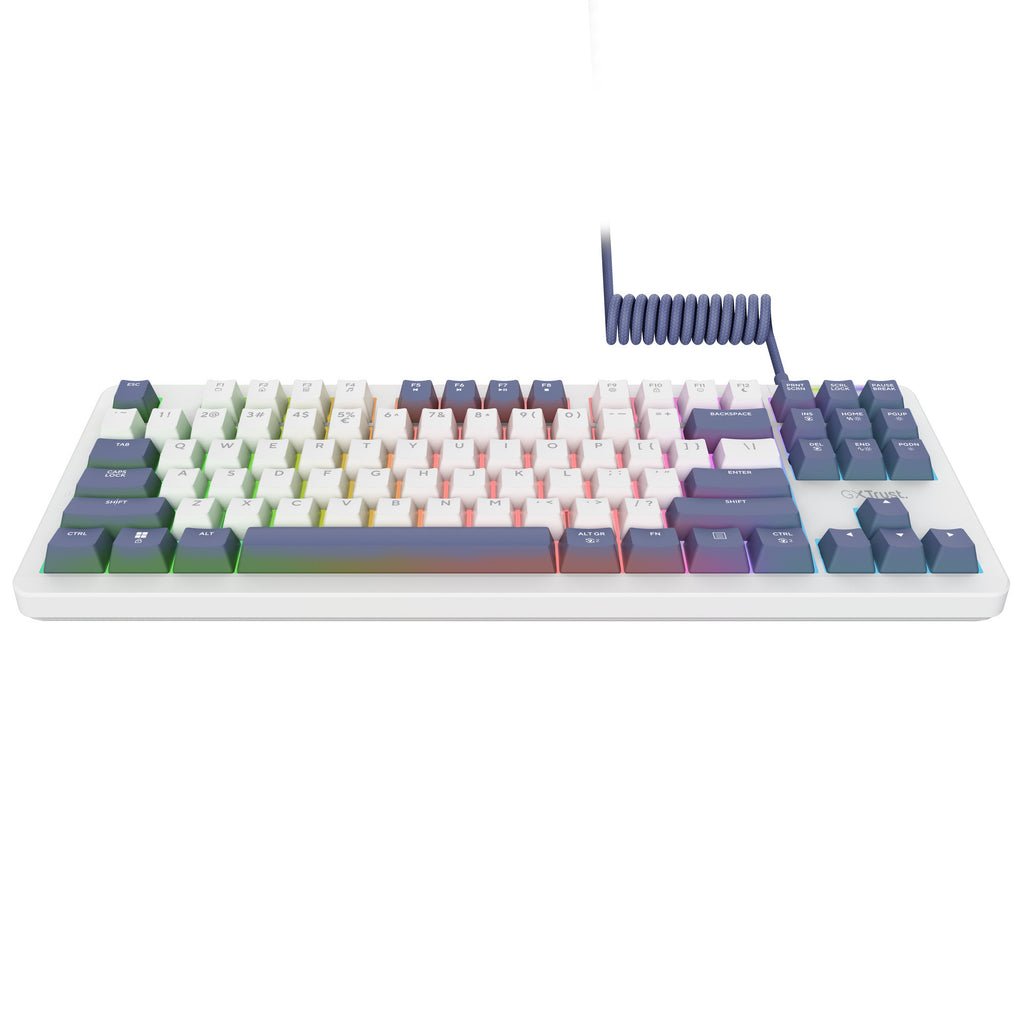 Trust gxt 872 xyra mechanisch tkl-gamingtoetsenbord, gaming toetsenbord (wit, us lay-out, leobog seiya, 80% (tkl), rgb, hot swap)