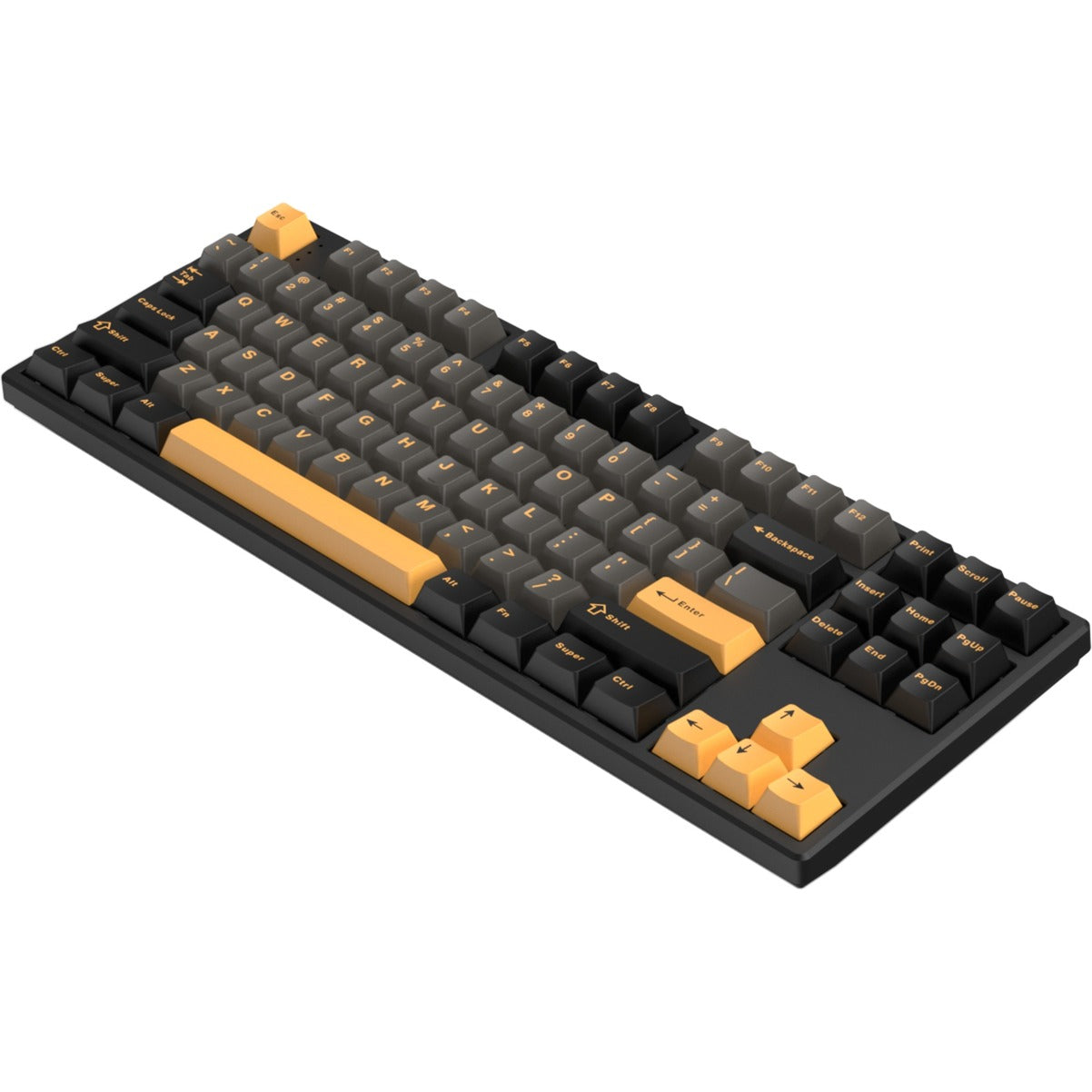 Helloganss hs87t gg01, toetsenbord (wit, us lay-out, gateron yellow, tkl, rgb leds, pbt doubleshot keycaps, hot swap, 2,4 ghz bluetooth usb-c)