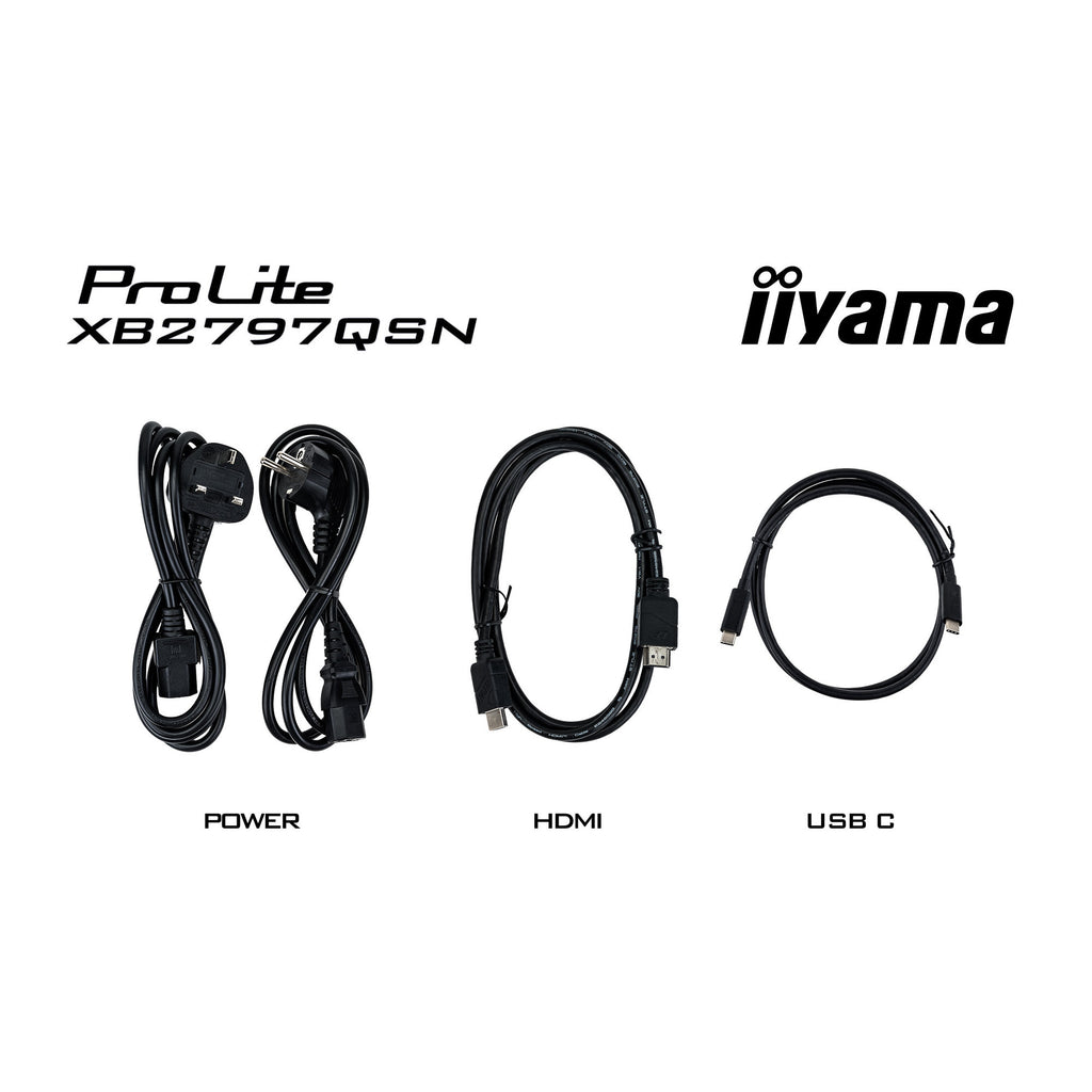 Iiyama prolite xb2797qsn-b1 27 monitor (zwart, 75 hz, hdmi, displayport, usb-c, lan, audio)