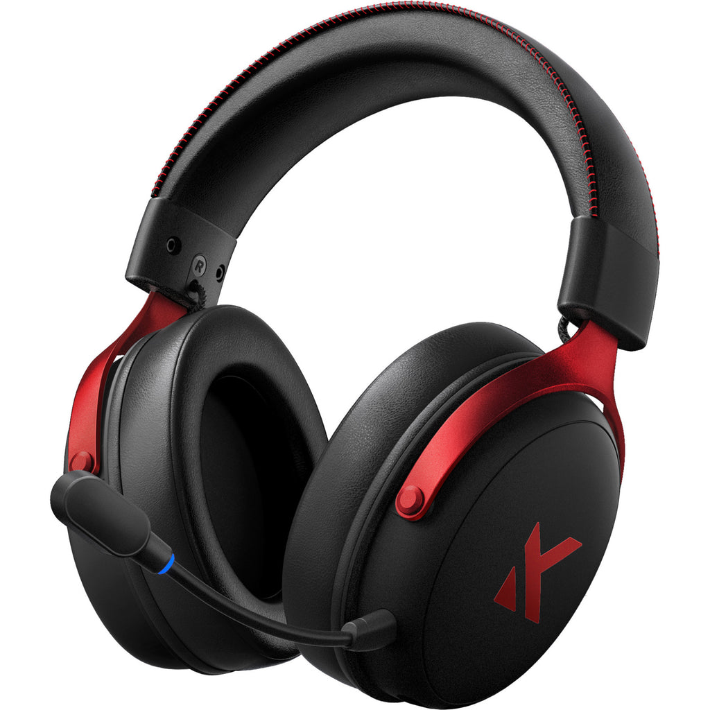 Mchose v9 pro wireless over-ear gaming headset (zwart rood, pc laptop playstation switch smartphone, 2.4g bluetooth wired type-c)
