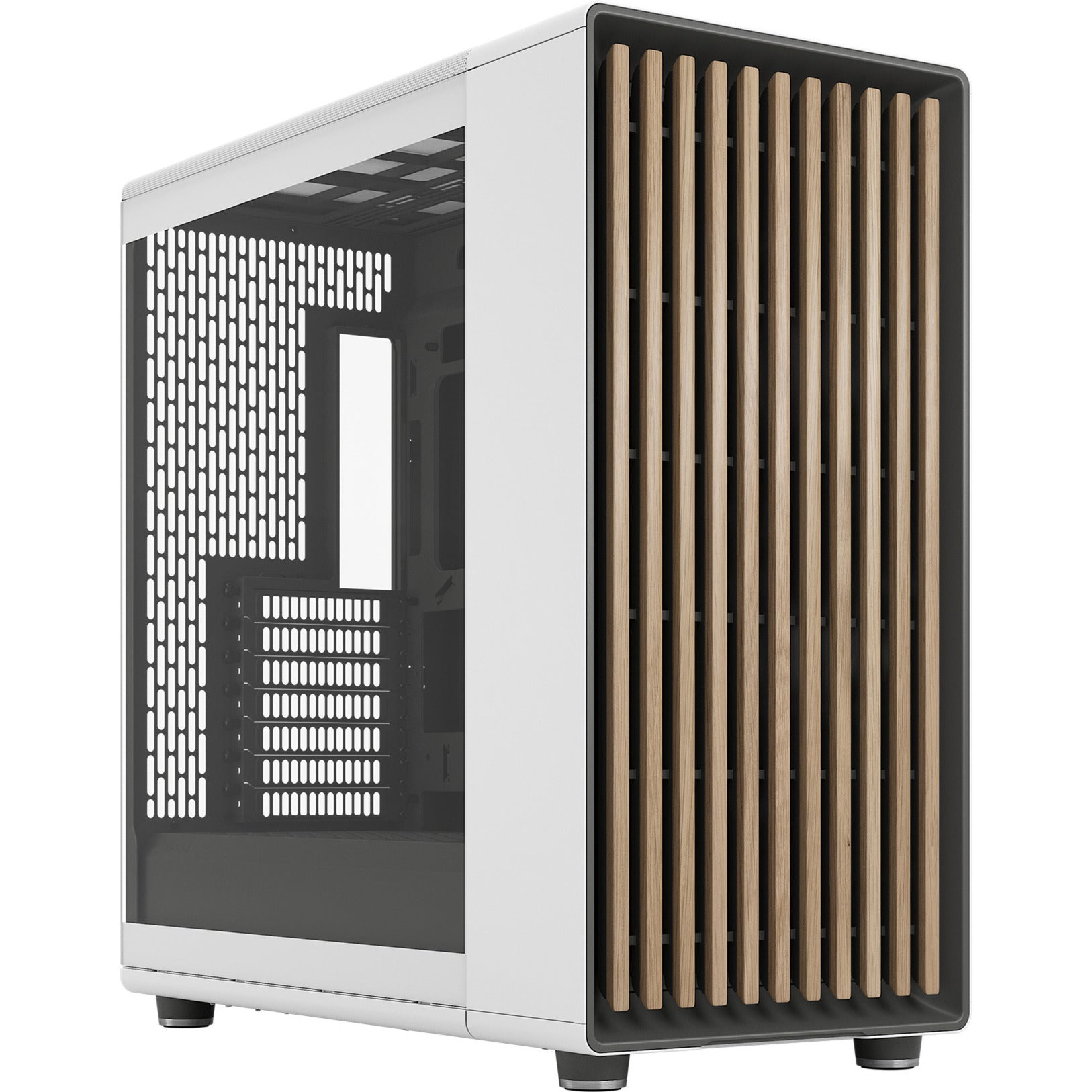 Fractal design north xl rc chalk white tg clear midi tower behuizing (wit houtkleur | 2x usb-a | 1x usb-c | tempered glass)
