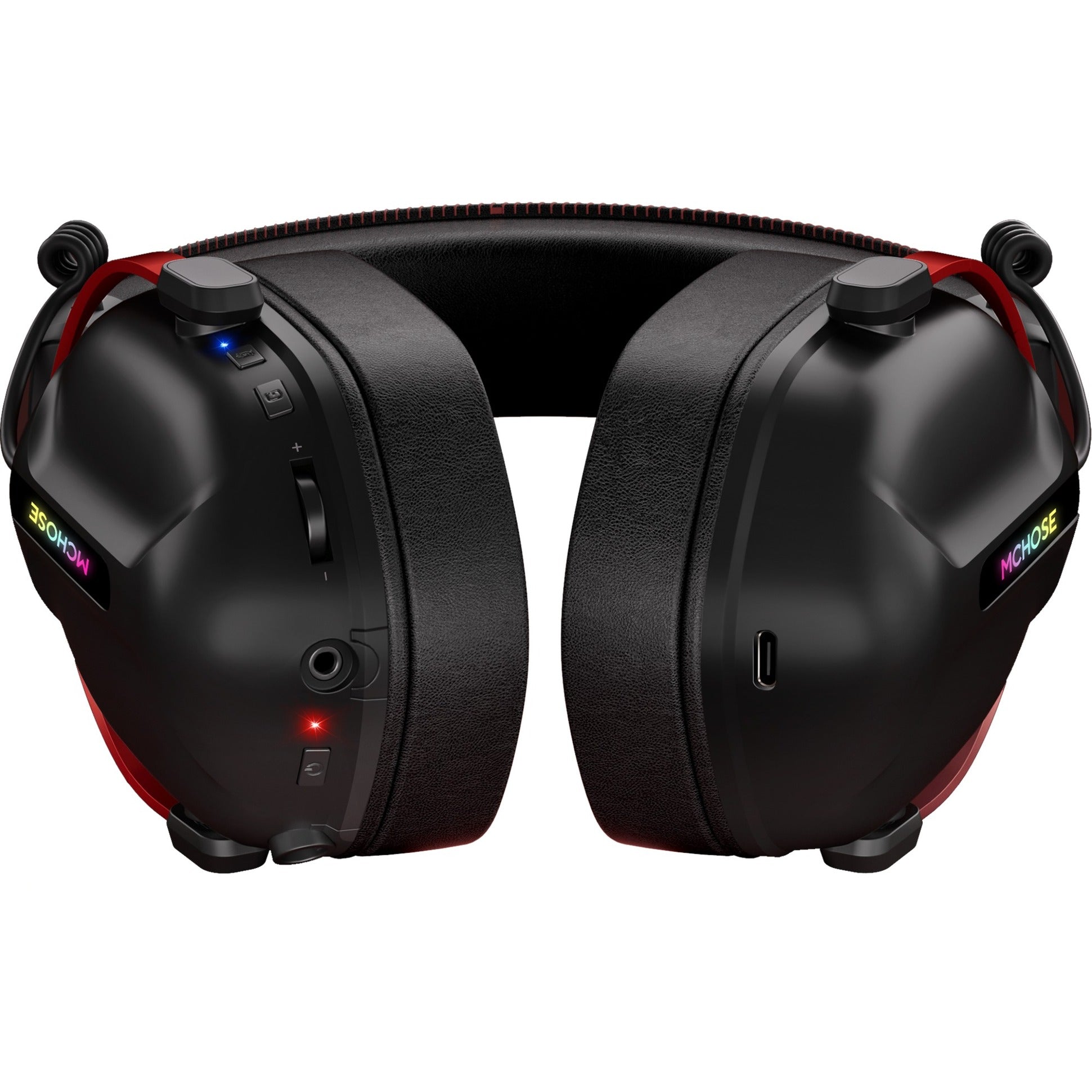 Mchose s9 pro wireless over-ear gaming headset (zwart rood, pc laptop playstation switch smartphone, 2.4g bluetooth wired type-c )