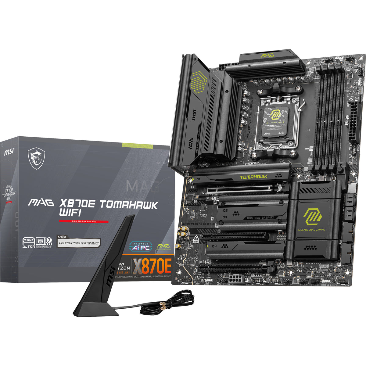 Msi mag x870e tomahawk wifi socket am5 moederbord (zwart, 5gb-lan, wi-fi 7, bt, sound, atx)