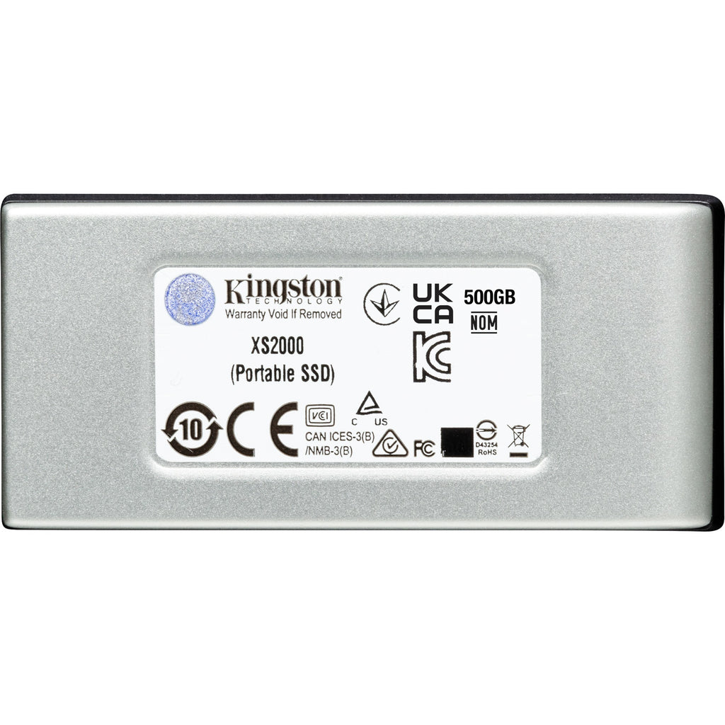 Kingston xs2000 portable 4 tb externe ssd (zilver zwart, sxs2000 2000g, usb-c 3.2 (20 gbit s))
