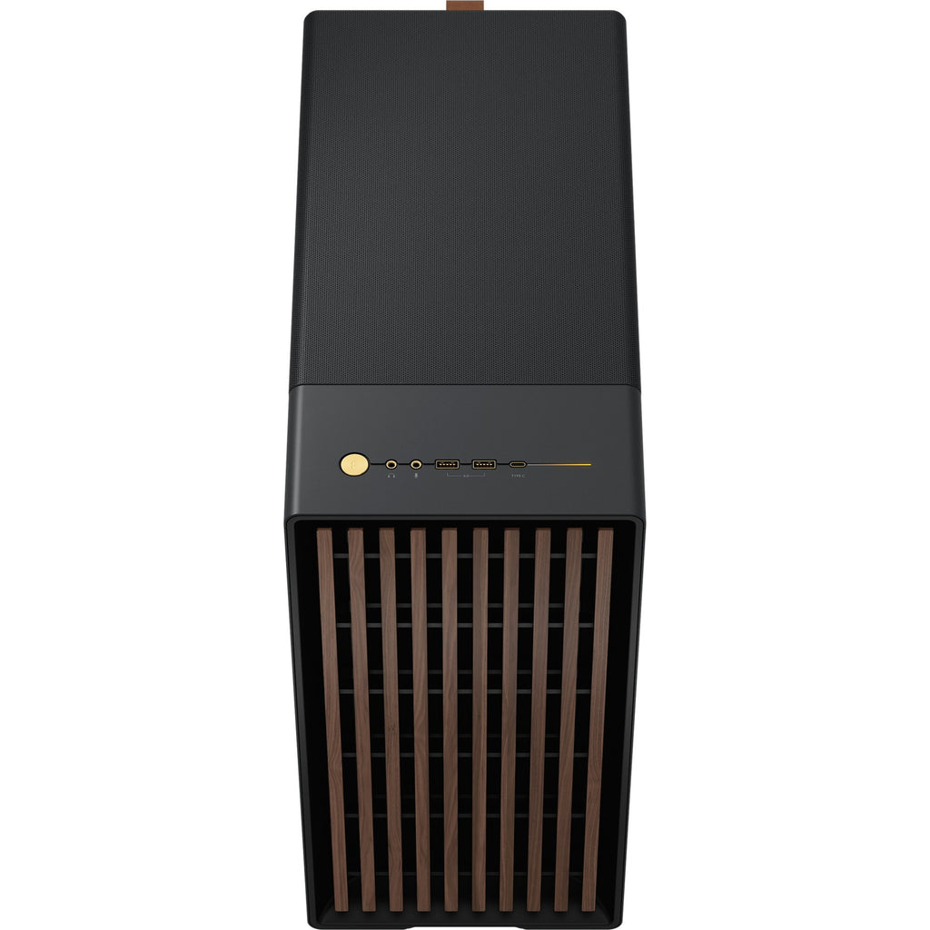 Fractal design north midi tower behuizing (zwart houtkleur | 2x usb-a | 1x usb-c | tempered glass)