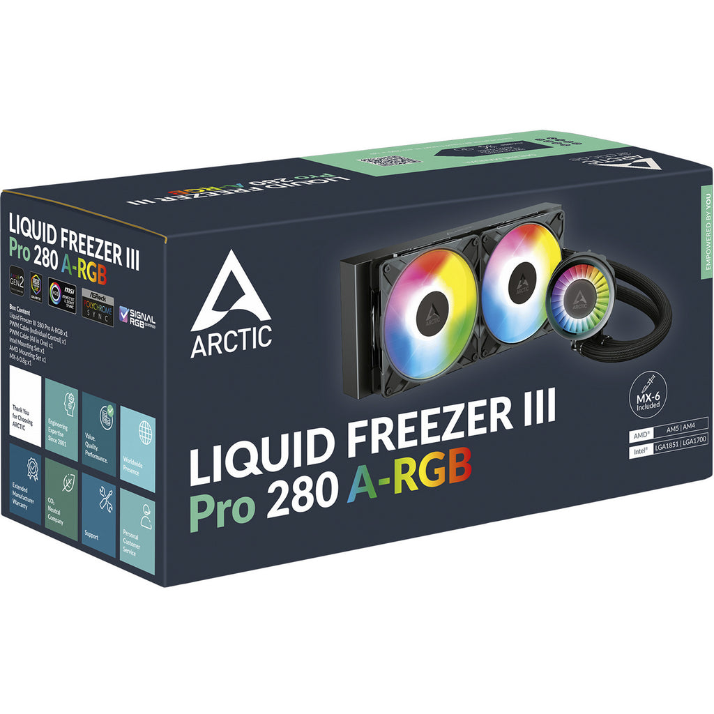 Arctic liquid freezer iii pro 280 a-rgb waterkoeling (zwart, 4-pins pwm fan-connector)