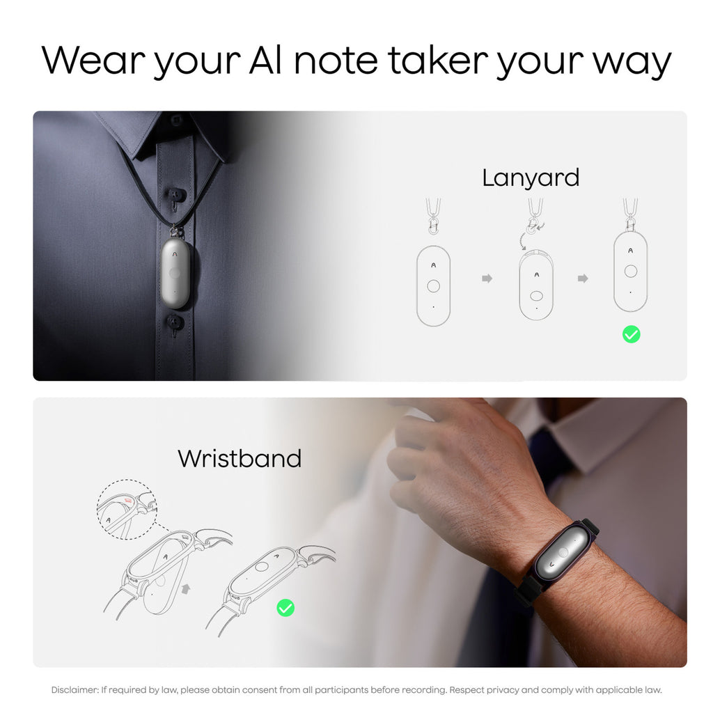 Plaud notepin s dicteerapparaat (zilver, 64 gb, bluetooth 5.2 ble (bluetooth low energy) wi-fi)