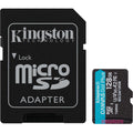 Kingston canvas go! plus microsdxc 128 gb geheugenkaart (zwart, incl. adapter, class 10, uhs-i u3, v30, a2)