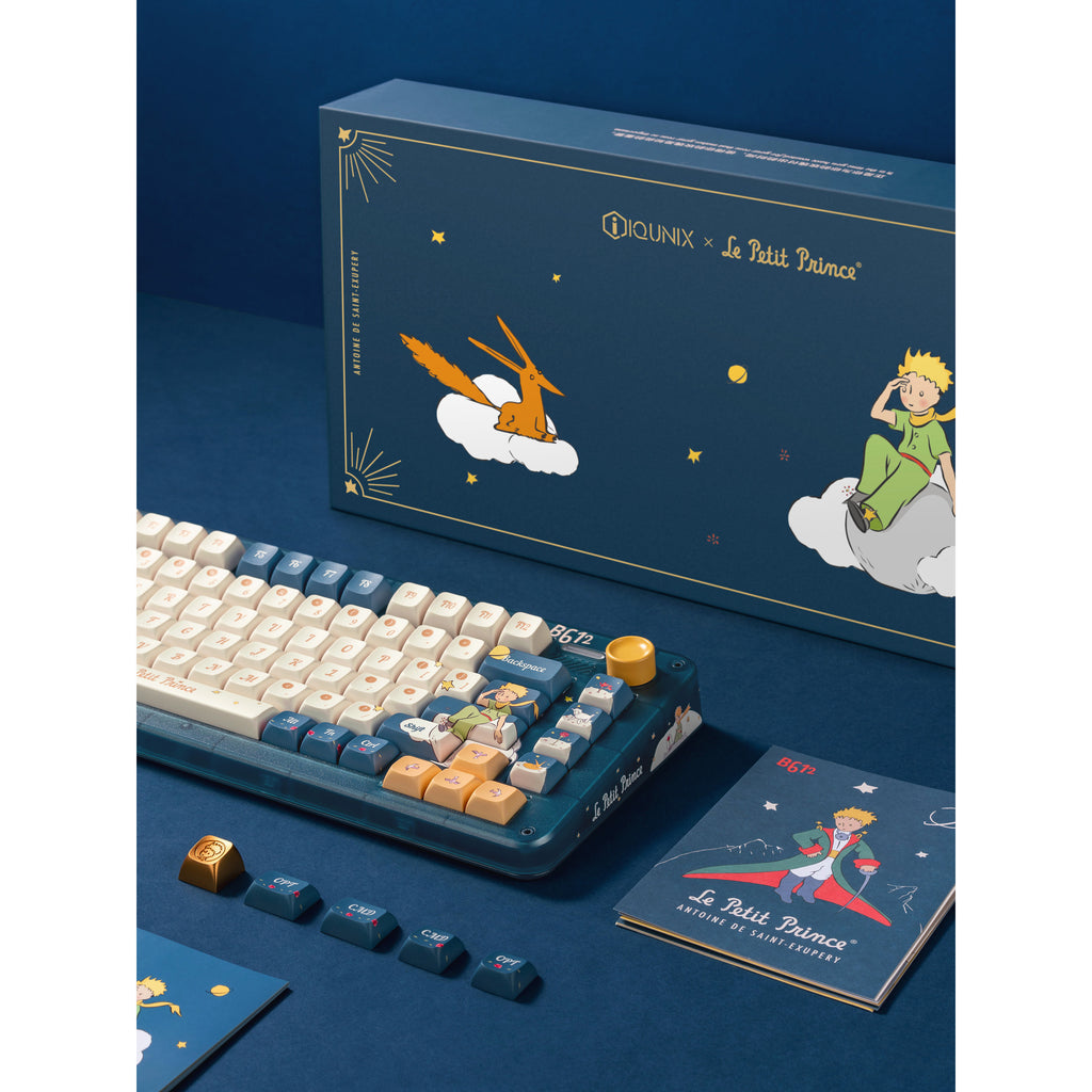 Iqunix zx75 sky encounter wireless mechanical keyboard (blauw, us lay-out (qwerty), gateron red, 75%, rgb leds, hot-swappable, double-shot pbt, 2.4ghz | bluetooth 5.1 | usb-c)
