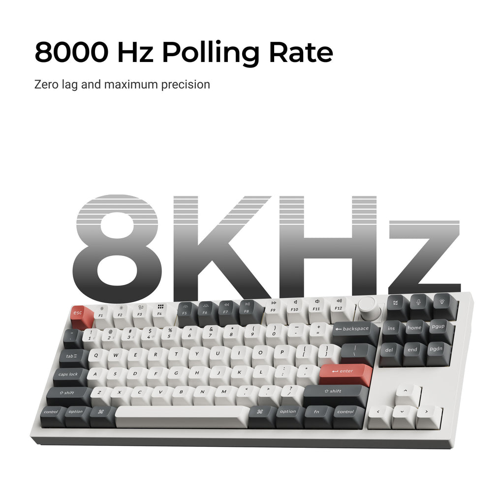 Keychron q3 ultra-m4 8k wireless custom mechanical keyboard (zwart, us lay-out (qwerty), silk pom banana, 80% (tkl), rgb, hot swap, 8k, 2.4 ghz | bluetooth 5.2 | usb-c)
