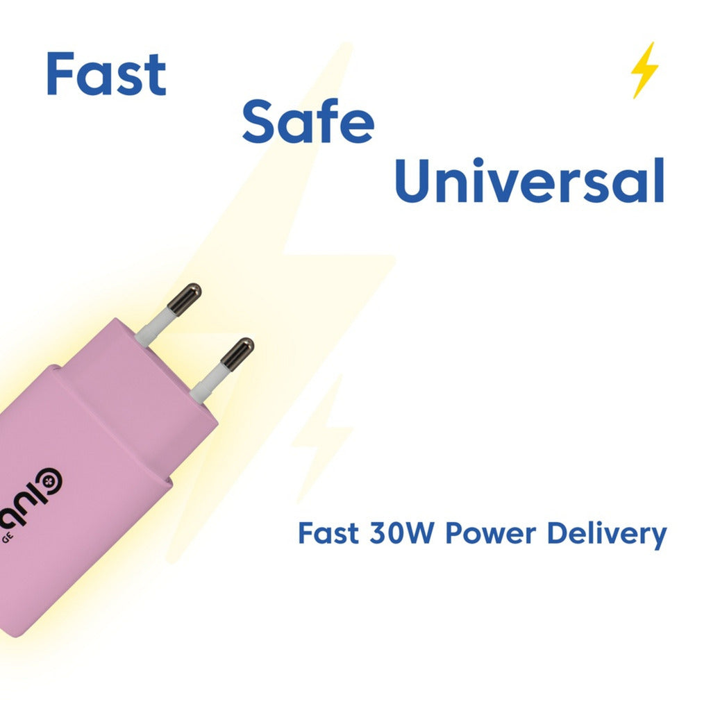 Club 3d 2-pack usb c charger 30 watt (roze)