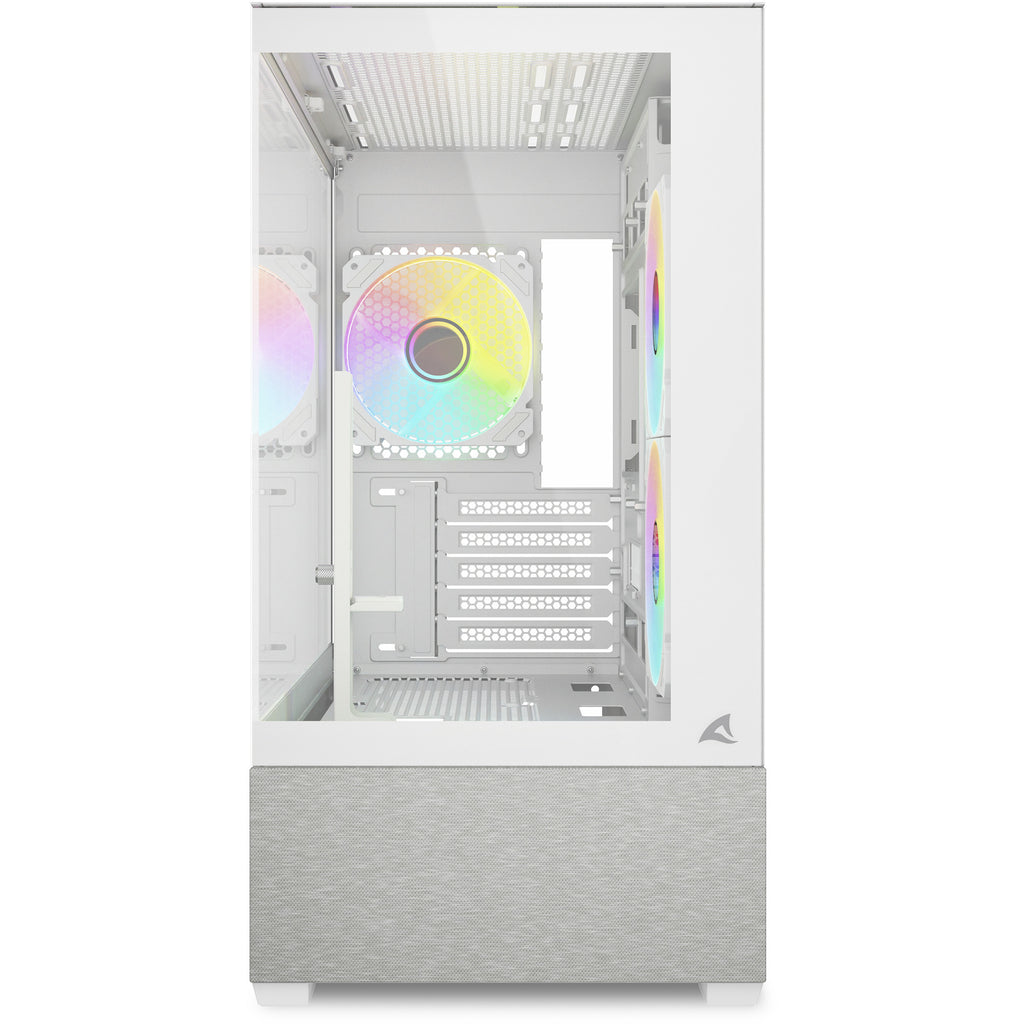 Sharkoon mk7 argb mini tower behuizing (wit | 2x usb-a | 1x usb-c | rgb | tempered glass)