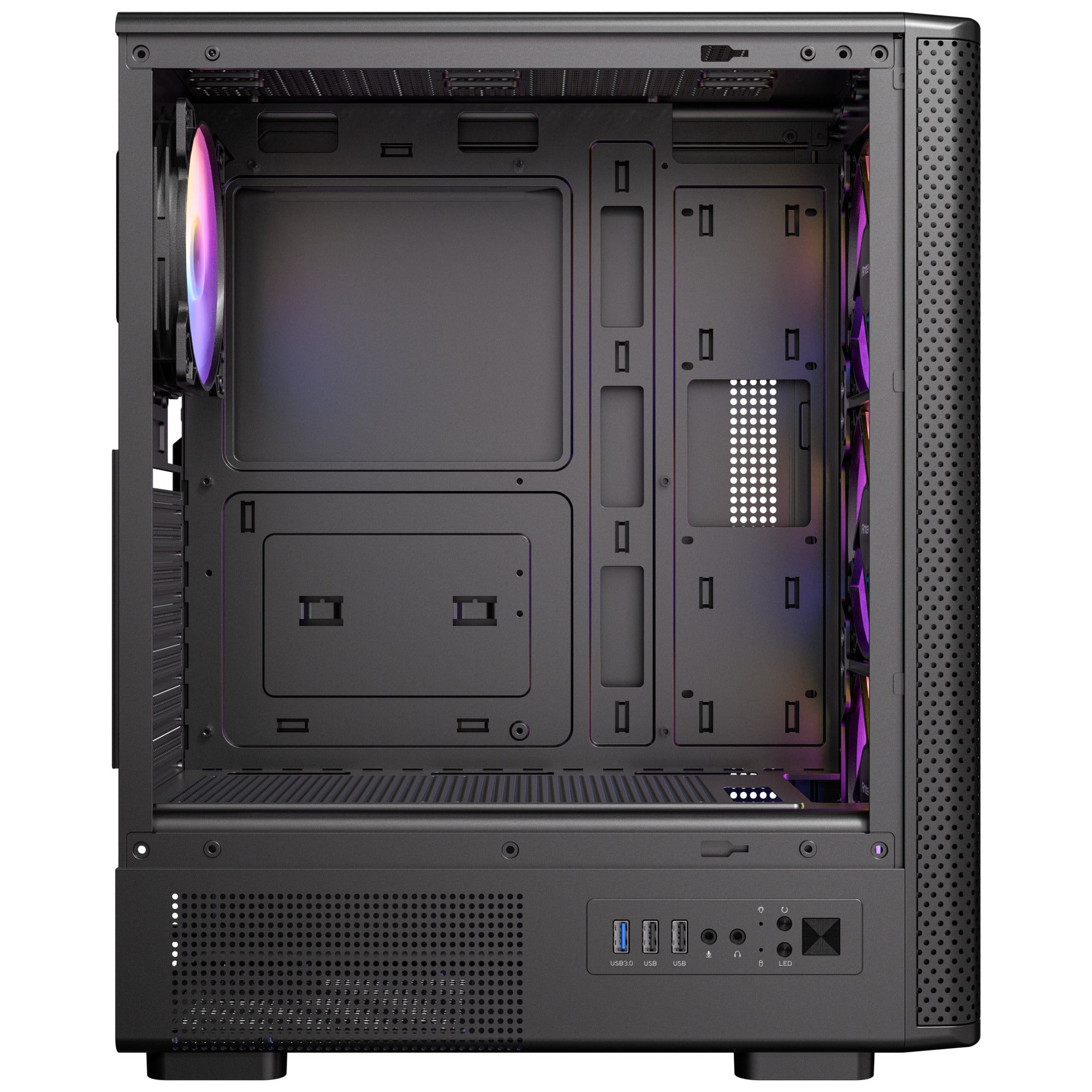 Antec vx310 argb midi tower behuizing (zwart | 3x usb-a | tempered glass)