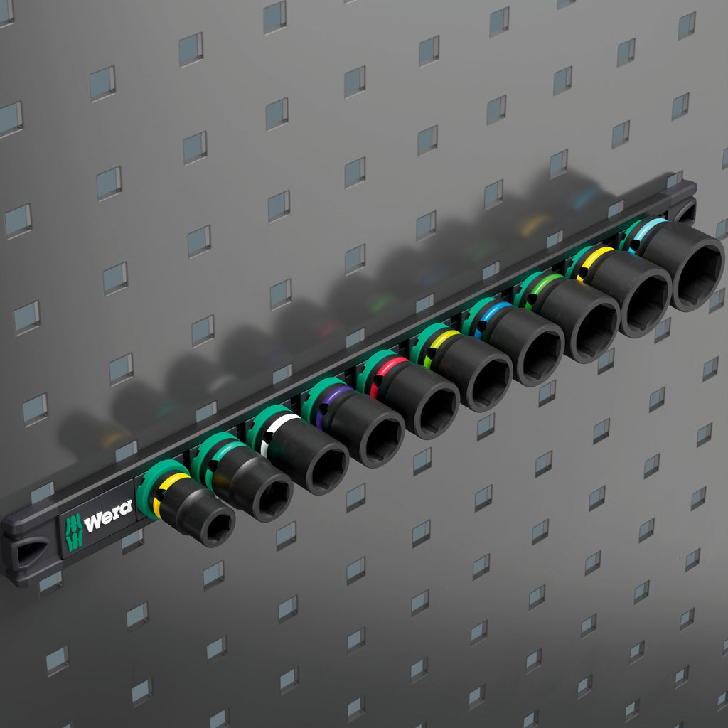 Wera 9608 dop-magneetstrip b impaktor imperial 1 dopsleutel (zwart groen, 9‑delig)