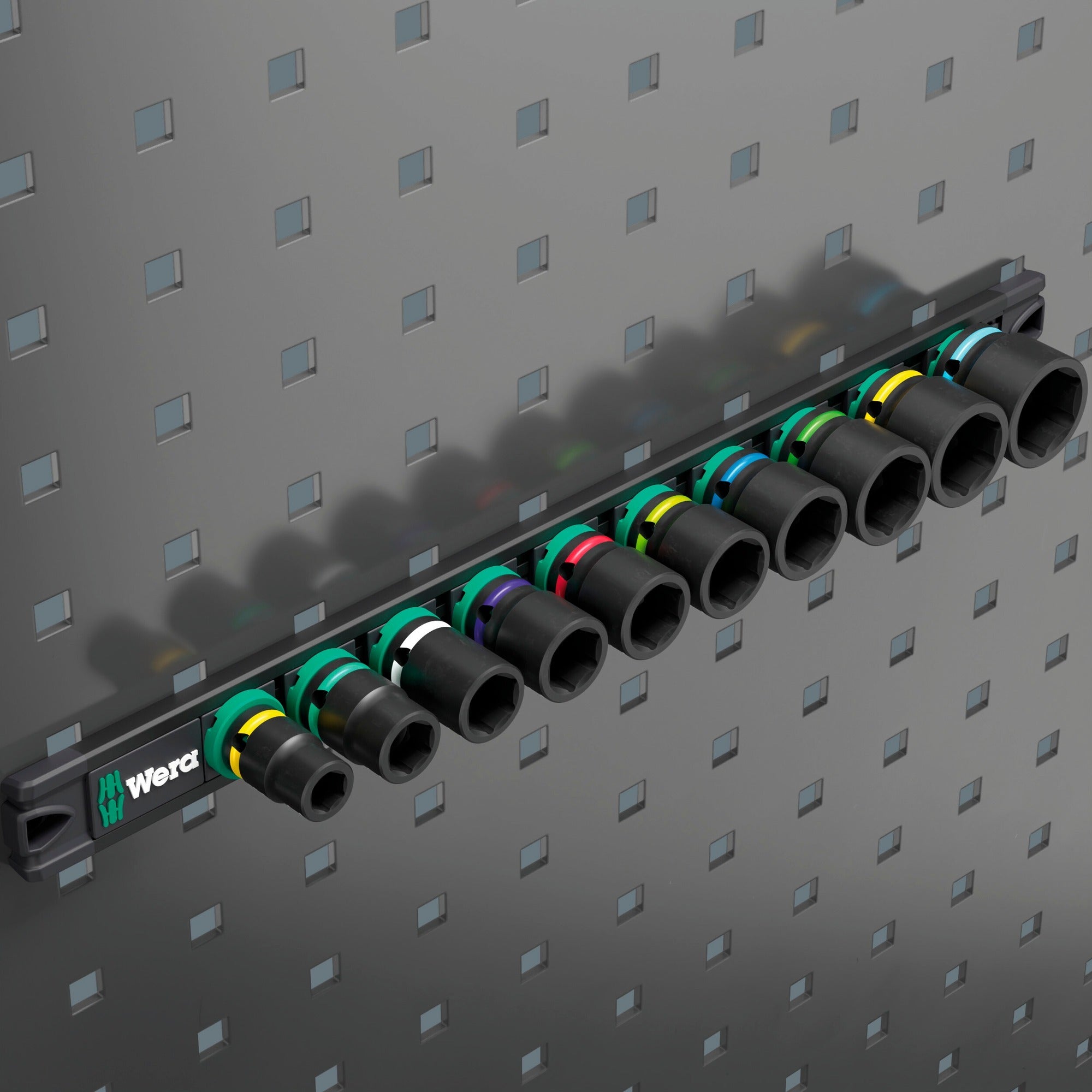 Wera 9608 dop-magneetstrip b impaktor imperial 1 dopsleutel (zwart groen, 9‑delig)