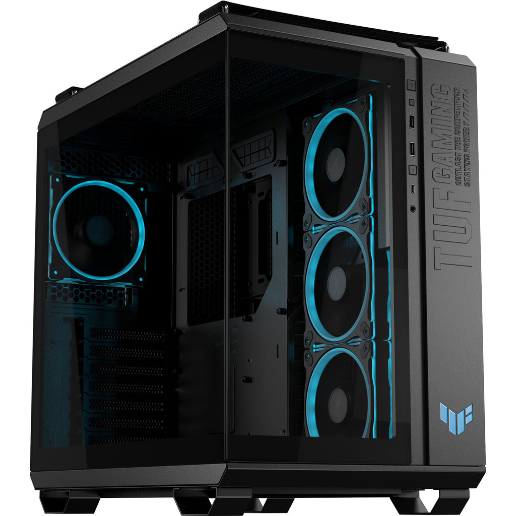 Asus tuf gaming gt502 horizon argb midi tower behuizing (zwart | 3x usb-a | 1x usb-c | tempered glass)