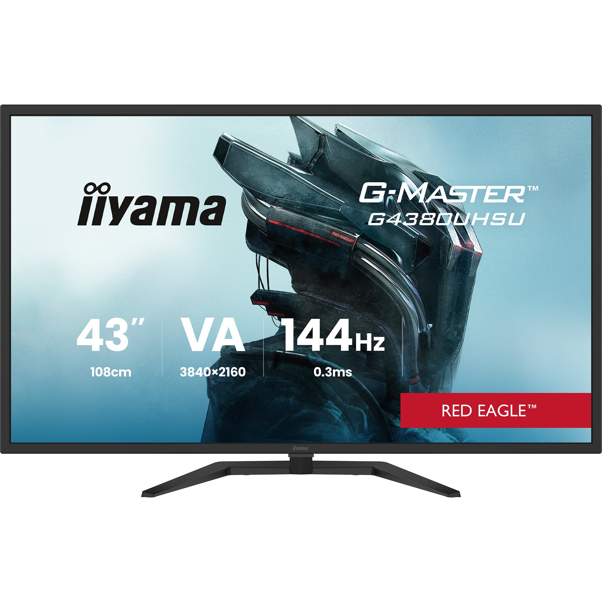 Iiyama g-master red eagle g4380uhsu-b2 42.5 4k uhd gaming monitor (zwart, 2x hdmi, 2x displayport, 6x usb-a, usb-b, 2x usb-c, 144 hz)