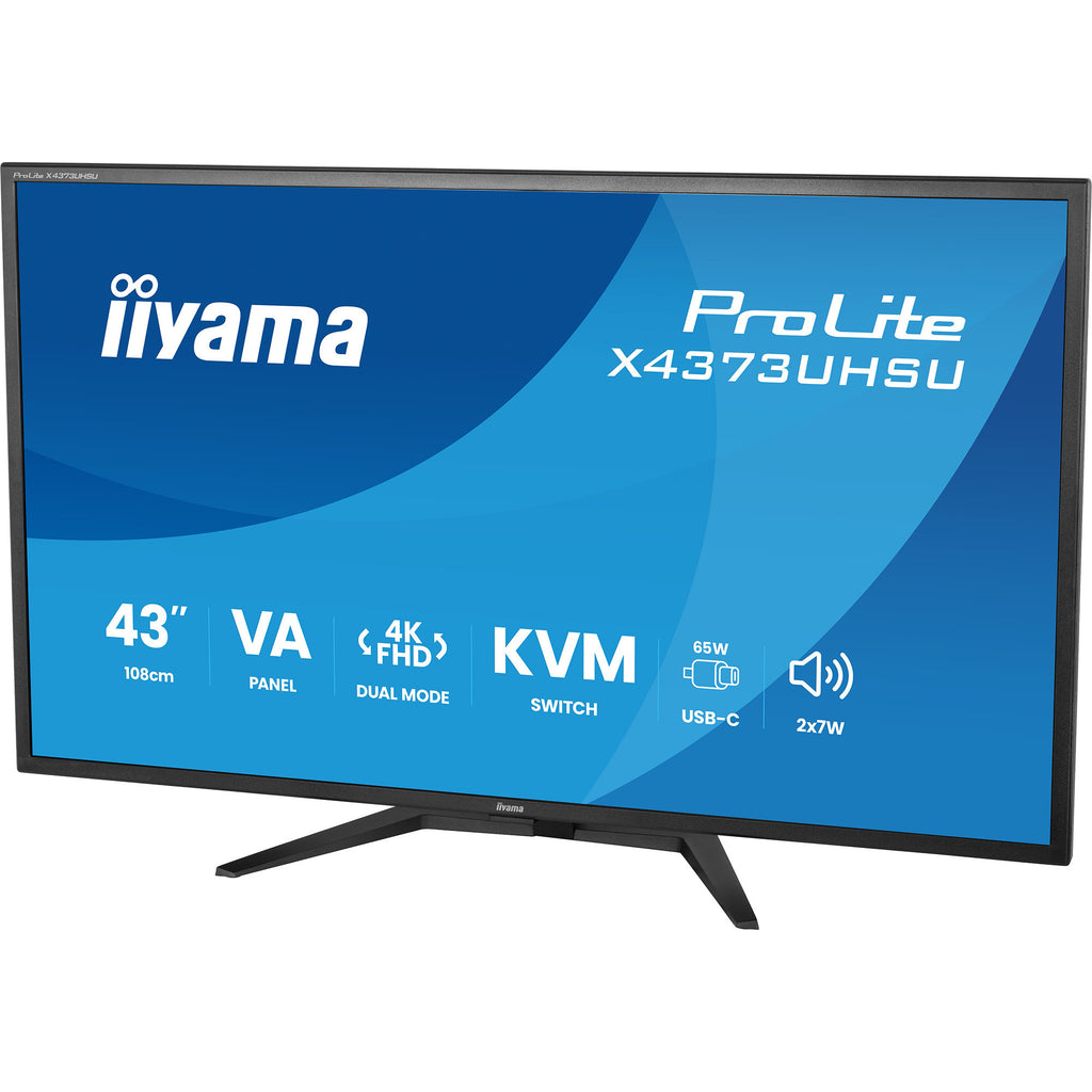 Iiyama prolite x4373uhsu-b2 42.5 4k ultra hd monitor (zwart (mat), 1x displayport, 2x hdmi, 3x usb-c, 2x usb-a)