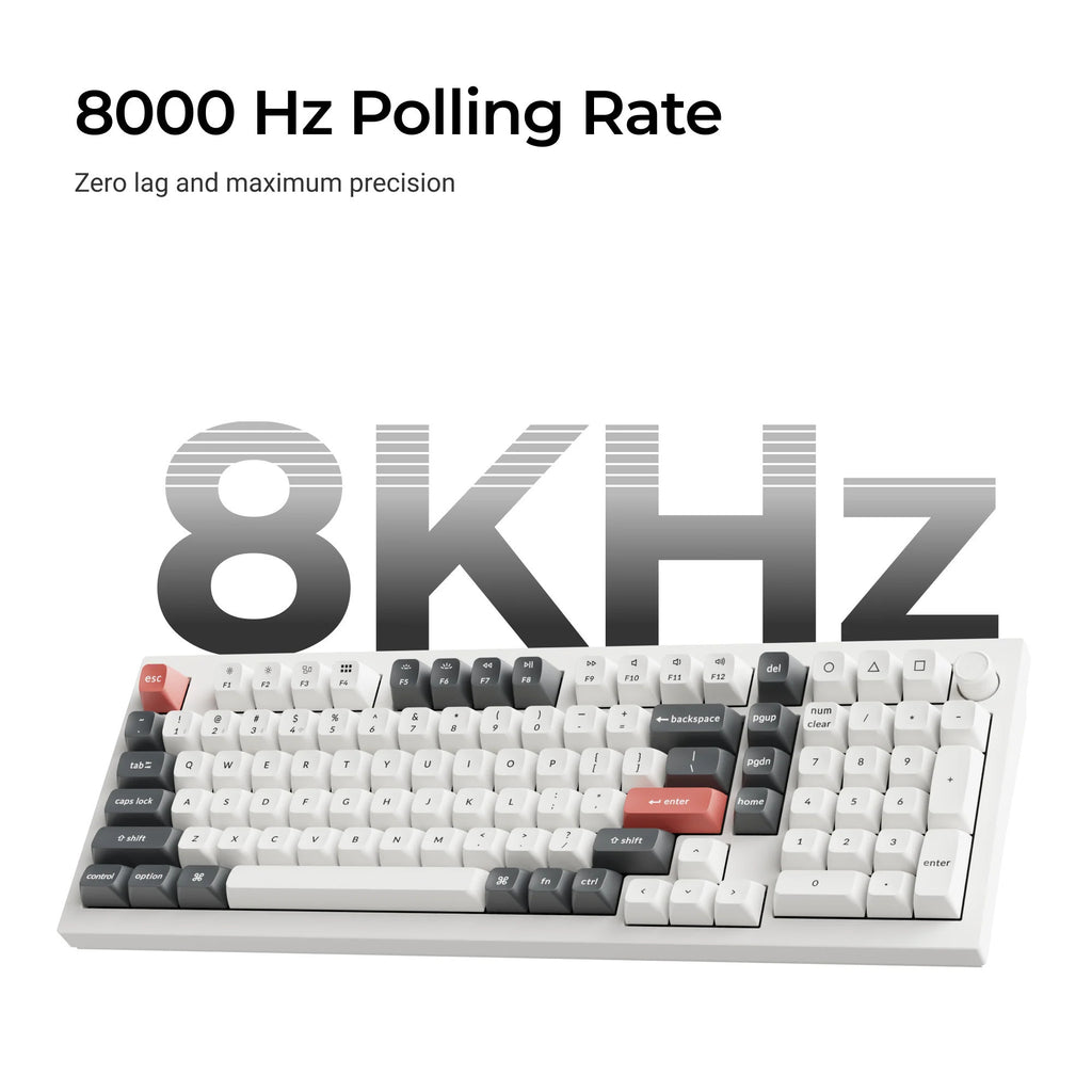 Keychron q5 ultra-m3 8k wireless custom mechanical keyboard (wit, us lay-out (qwerty), silk pom red, 96%, rgb, hot swap, 8k, 2.4 ghz | bluetooth 5.2 | usb-c)