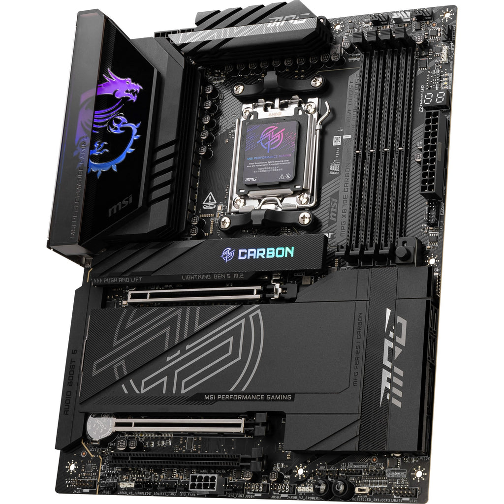 Msi mpg x870e carbon wifi socket am5 moederbord (raid, 5gb-lan, 2,5gb-lan, wi-fi 7, bt, sound, atx)
