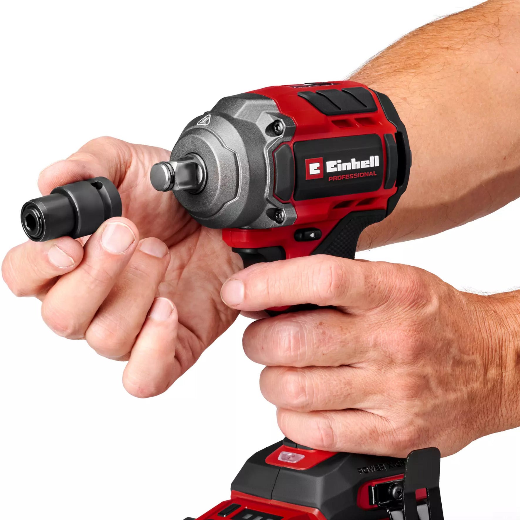 Einhell professional accu slagmoersleutel tp-cw 18 350-c li bl-solo (rood zwart, power x-change, accu en oplader niet inbegrepen)