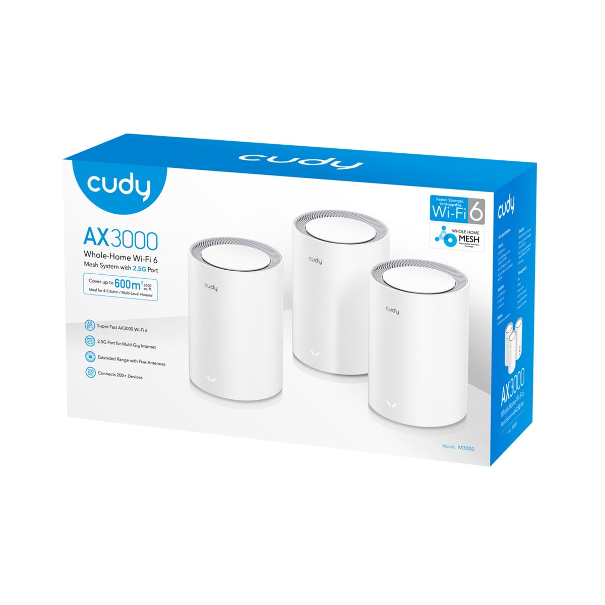 Cudy ax3000 2.5g mesh wi-fi 6 system (3-pack) mesh router (wit)