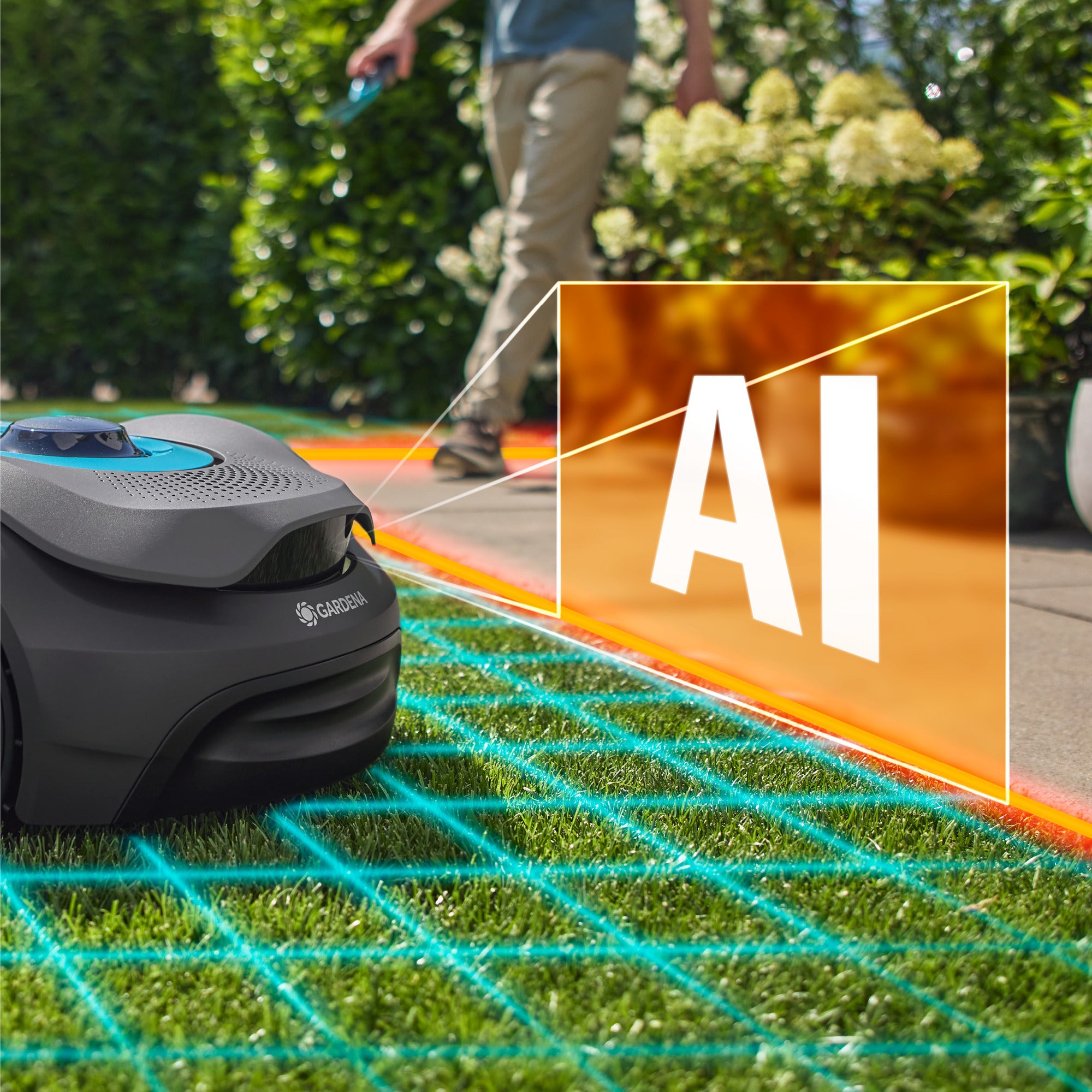 Gardena smart sileno sense 600 m² robotmaaier (grijs turquoise, 19942-26, li-ion accu + basisstation inbegrepen, grensdraadvrije technologie)