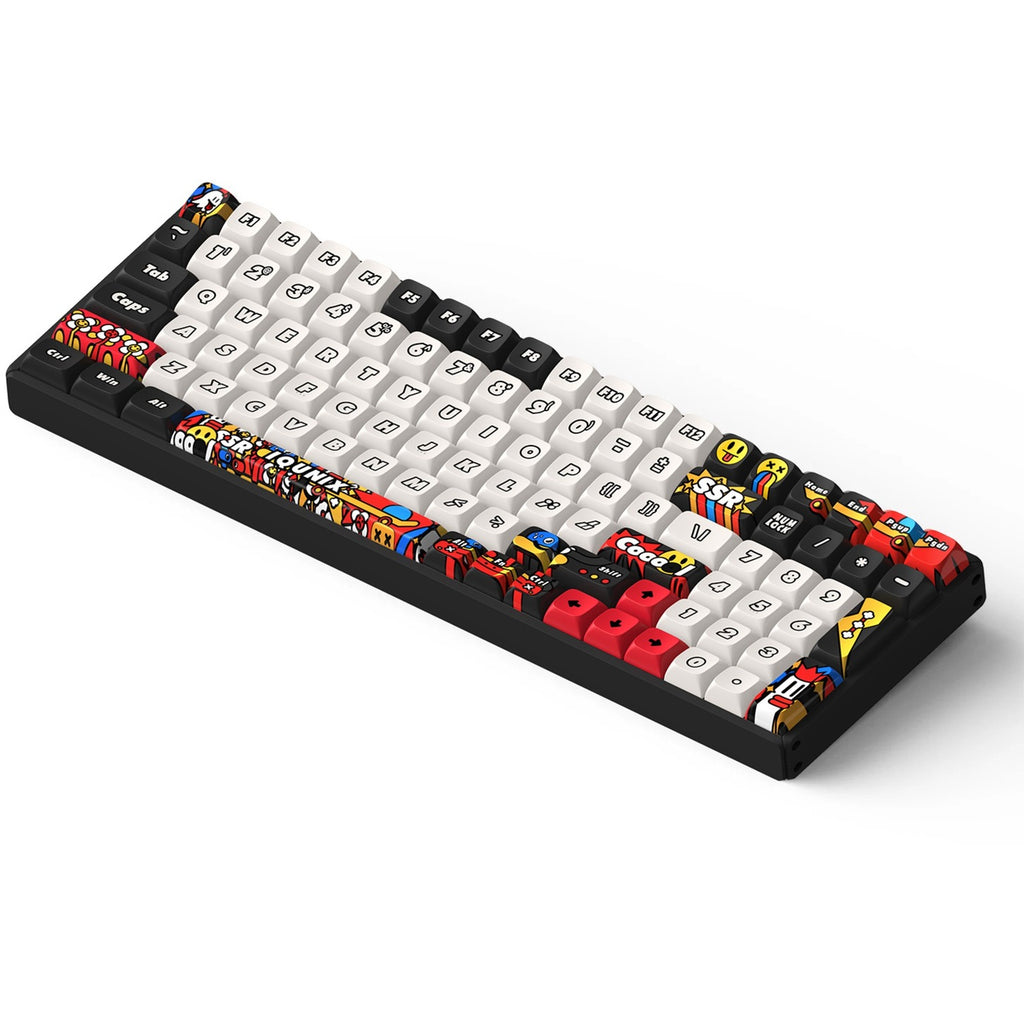 Iqunix f97 graffiti diary wireless mechanical keyboard (zwart, us lay-out (qwerty), cherry mx silent red, 96%, rgb leds, hot-swappable, pbt, 2.4ghz | bluetooth 5.1 | usb-c)