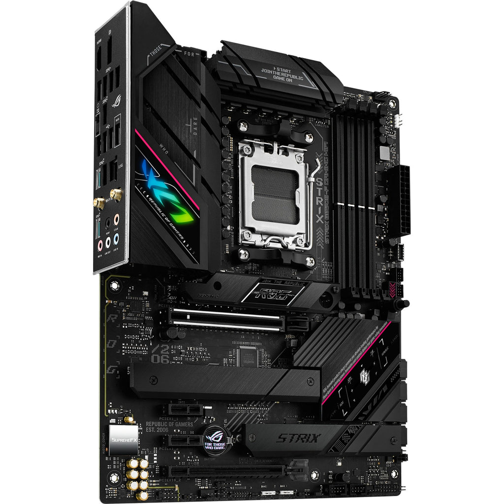 Asus rog strix b650e-f gaming wifi socket am5 moederbord (zwart, raid, 2.5 gb-lan, wi-fi 6e, bt 5.2, sound, atx)