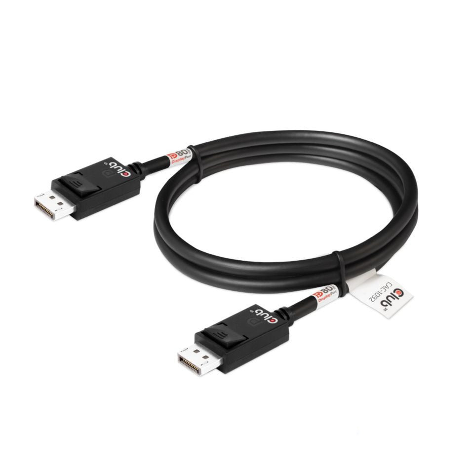 Club 3d displayport 2.1 vesa dp80 gecertificeerde kabel male-male (zwart, 1,6 meter, 8k 240hz, 10k 60hz, 80gbps)