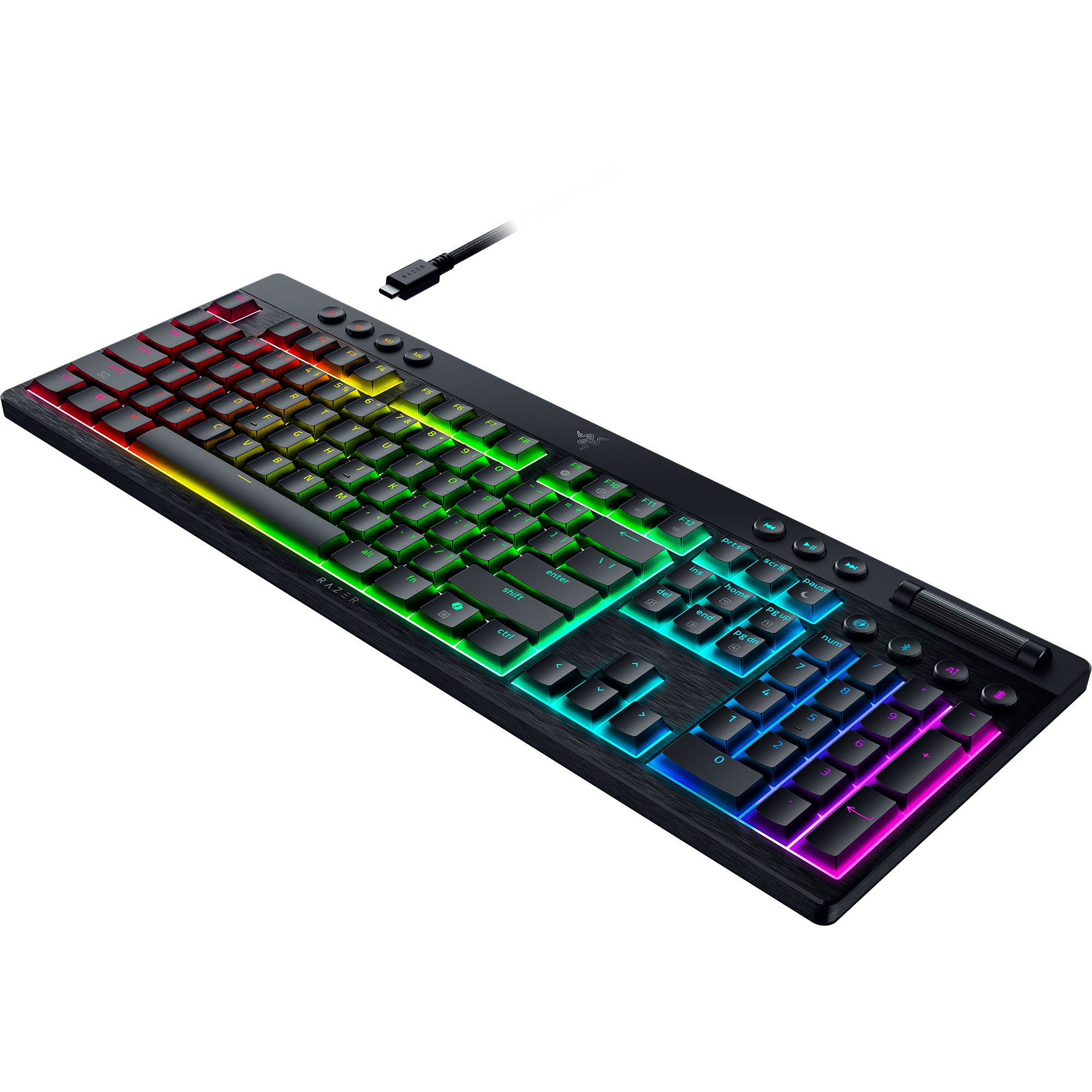 Razer blackwidow v4 hyperspeed mechanisch gaming toetsenbord (zwart, us lay-out (qwerty), low-profile green , 100%, double-shot pbt)