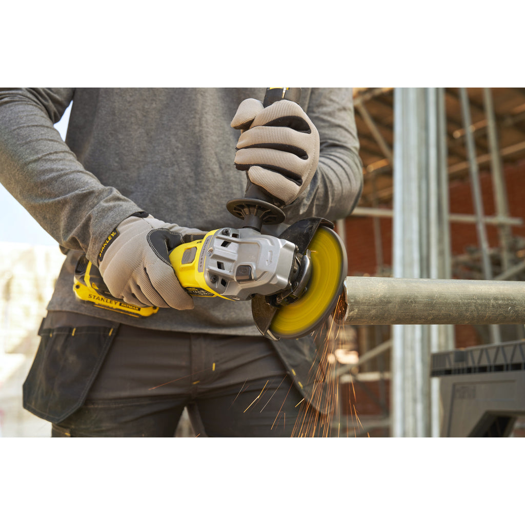 Stanley fatmax v20 18v haakse slijper 125mm (zwart geel, accu en oplader inbegrepen, met koffer)