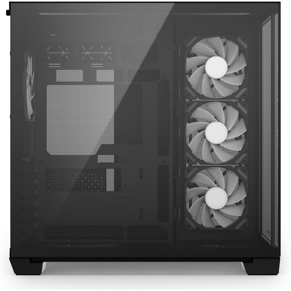 Sharkoon steel shark midi tower behuizing (zwart | 2x usb-a | 1x usb-c | rgb | tempered glass)