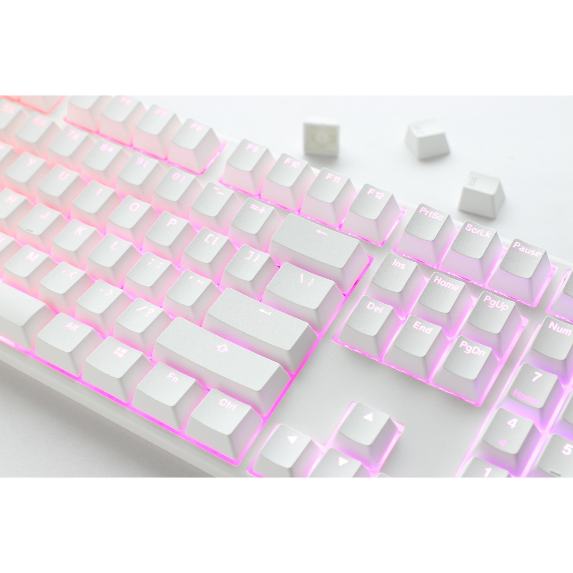 Ducky one 3 classic pure white, toetsenbord (wit, us lay-out, cherry mx blue, rgb led, double-shot pbt, hot-swappable, quack mechanics)
