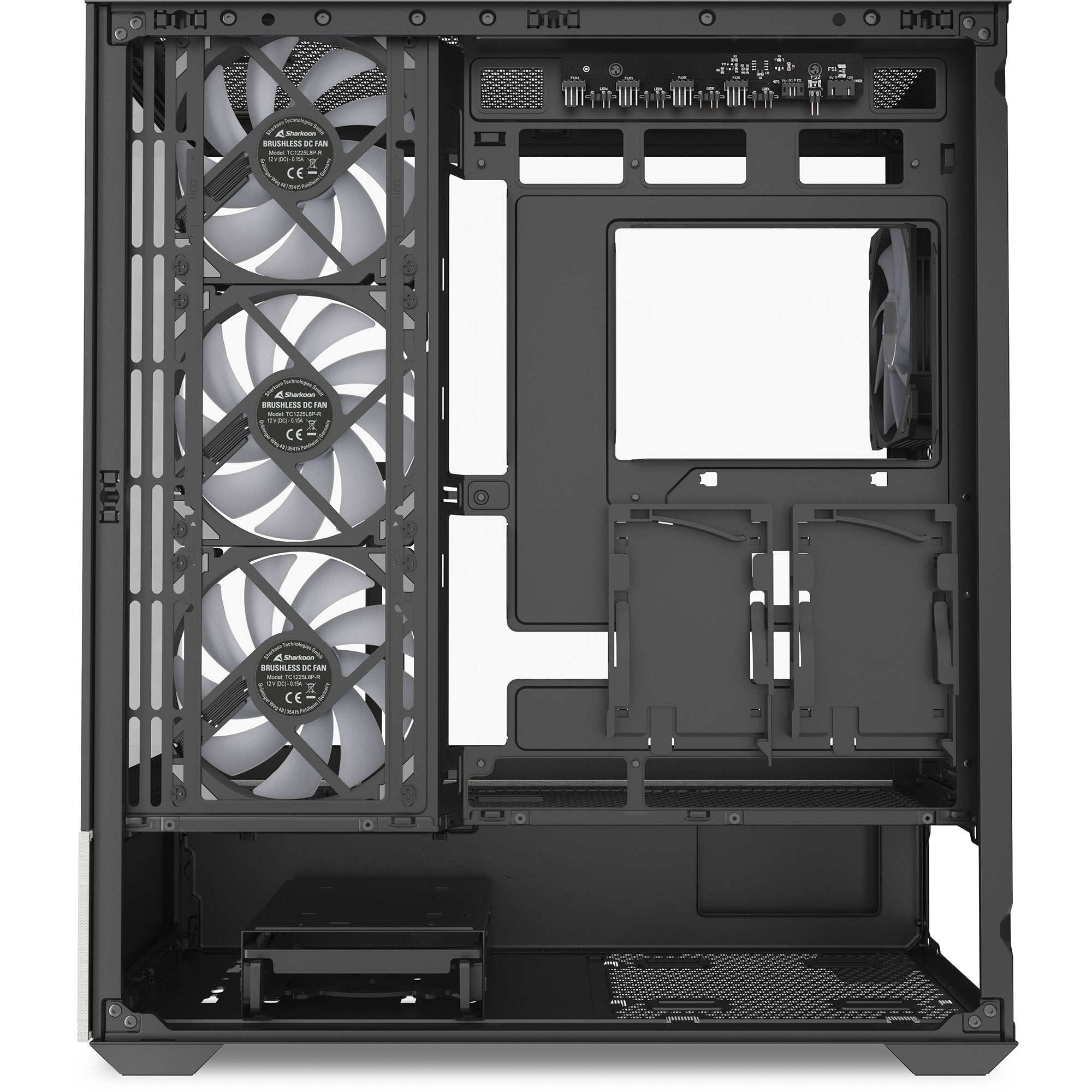 Sharkoon ak7 argb midi tower behuizing (zwart | 2x usb-a | 1x usb-c | rgb | tempered glass)