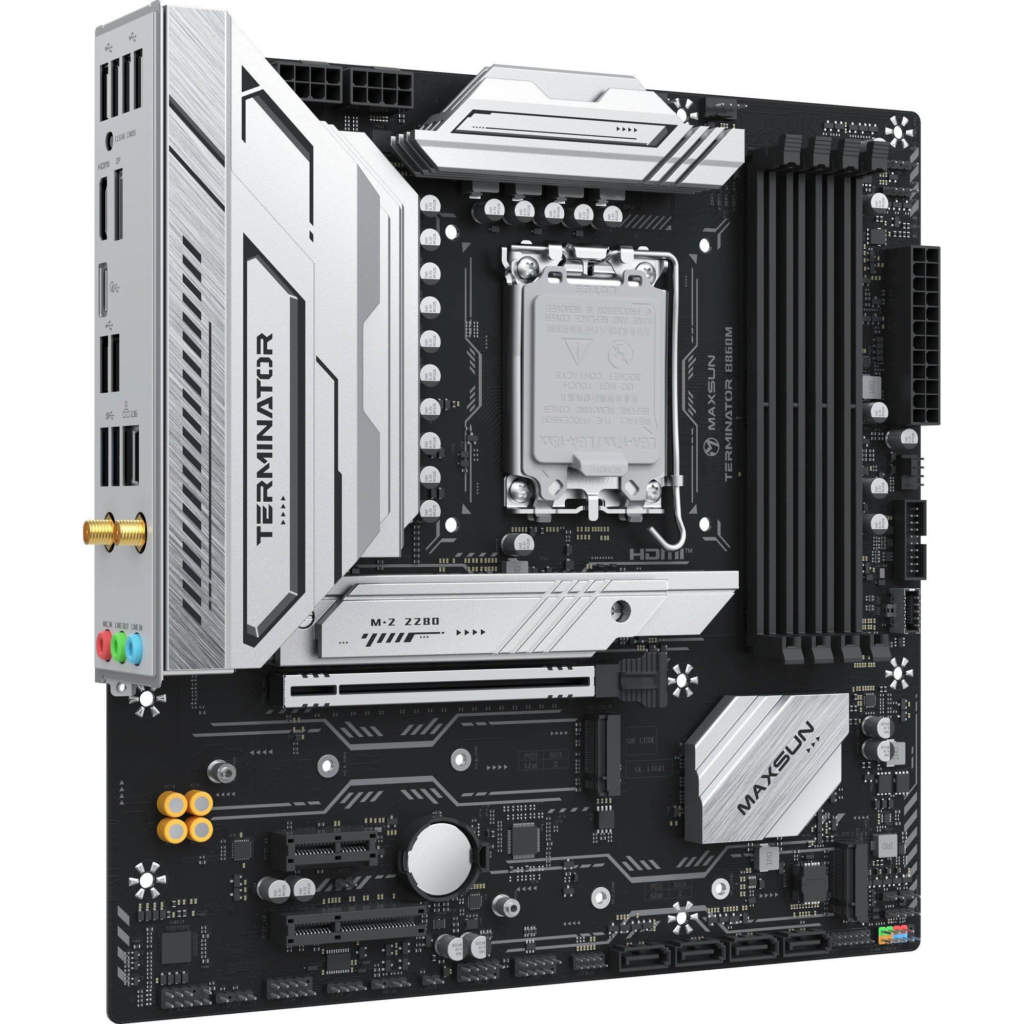 Maxsun ms-terminator b860m wifi socket 1851 moederbord (zwart, raid, 2.5 gb-lan, wlan, bt, sound, µatx)