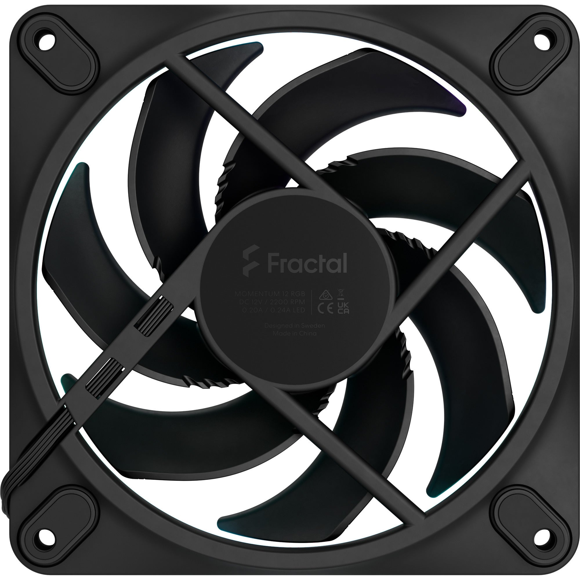 Fractal design momentum 12 rgb case fan (zwart, 120 x 120 x 25 mm, pwm)