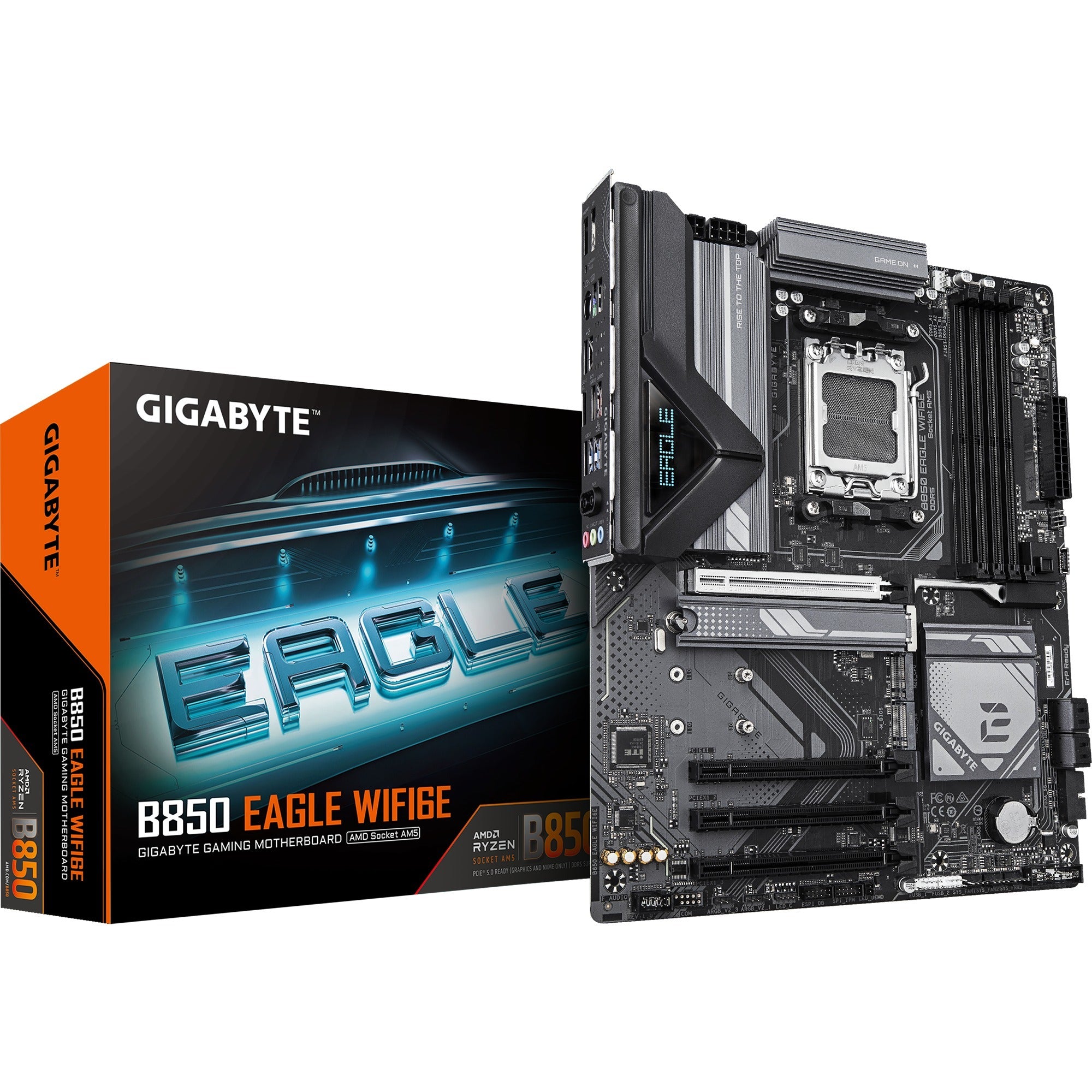 Gigabyte b850 eagle wifi6e socket am5 moederbord (zwart grijs, raid, gb-lan, wi-fi 6e, bt, sound, atx)