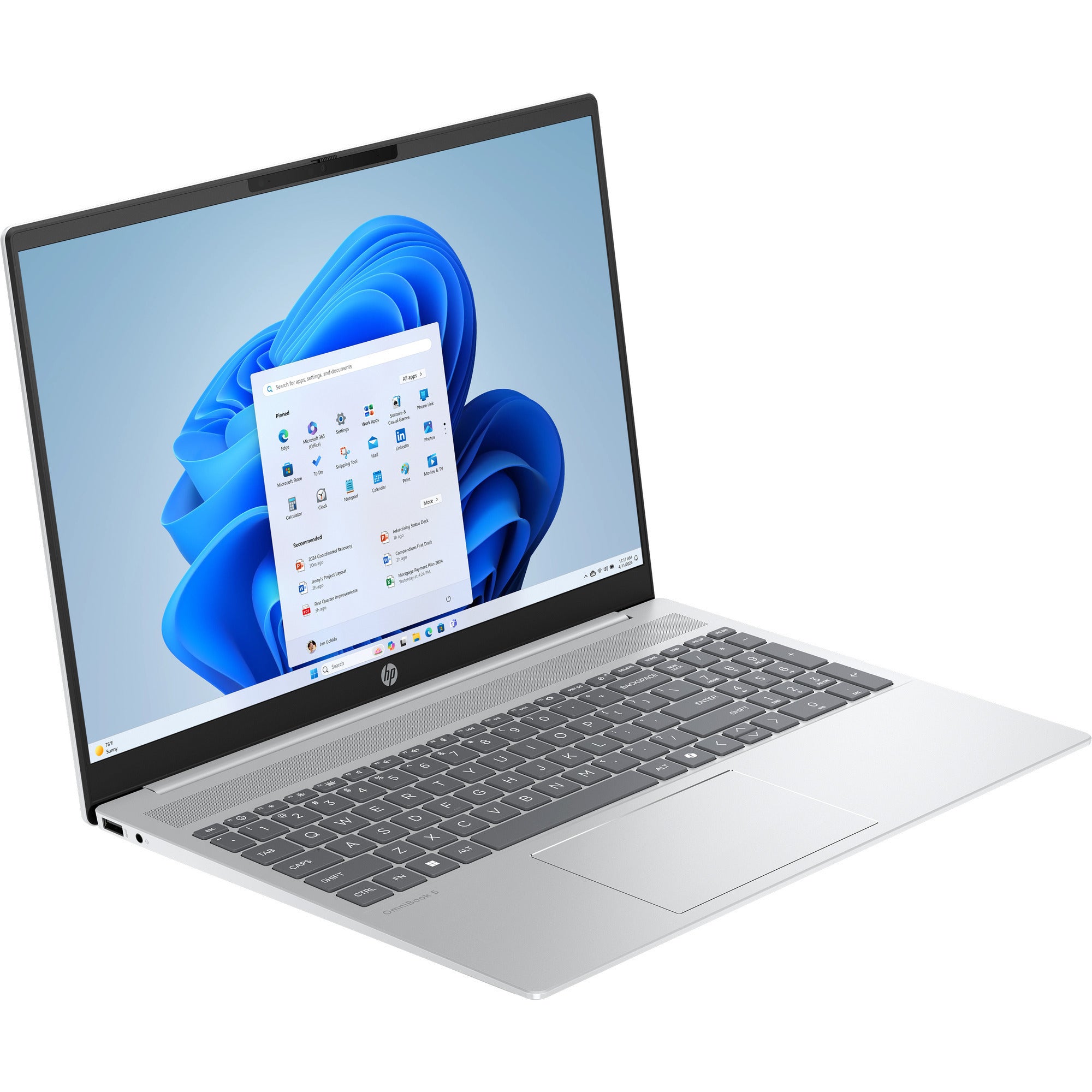 Hp omnibook 5 16-bc1005nd (c27mnea) 16 laptop (zilver | ryzen 5 8540u | radeon 740m | 16 gb | 512 gb ssd)