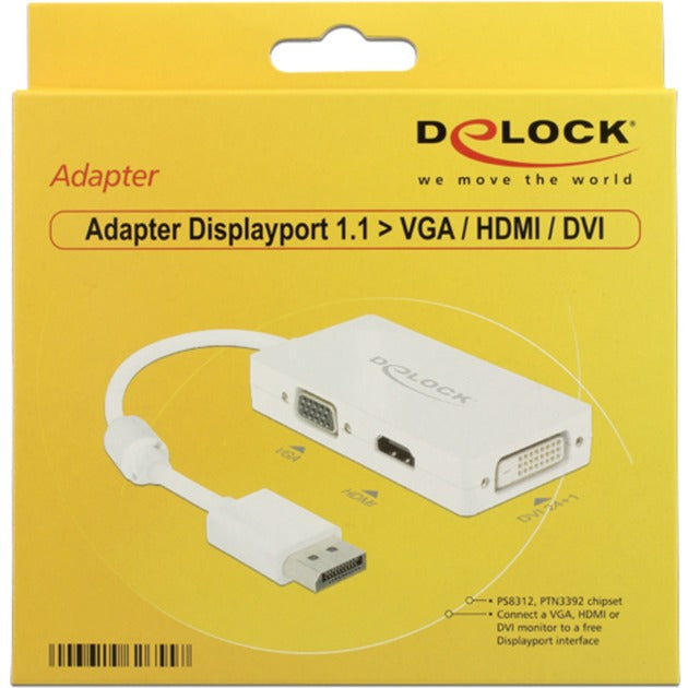 Delock displayport > vga hdmi dvi adapter (wit, 0,16 meter)