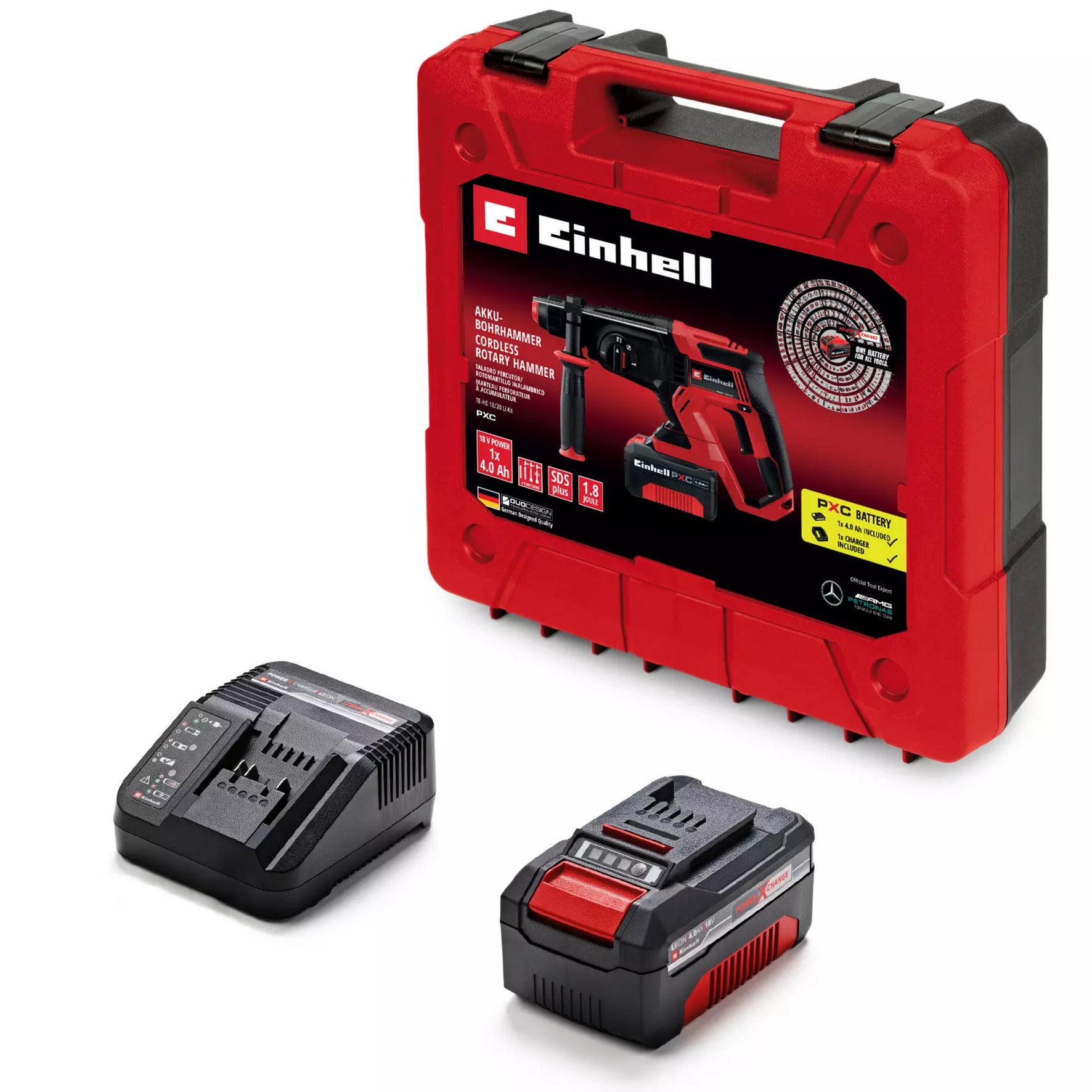 Einhell accu boorhamer te-hd 18 20 li (1x4,0ah) (rood zwart, incl. 1x 4.0 ah power x-change accu en lader)
