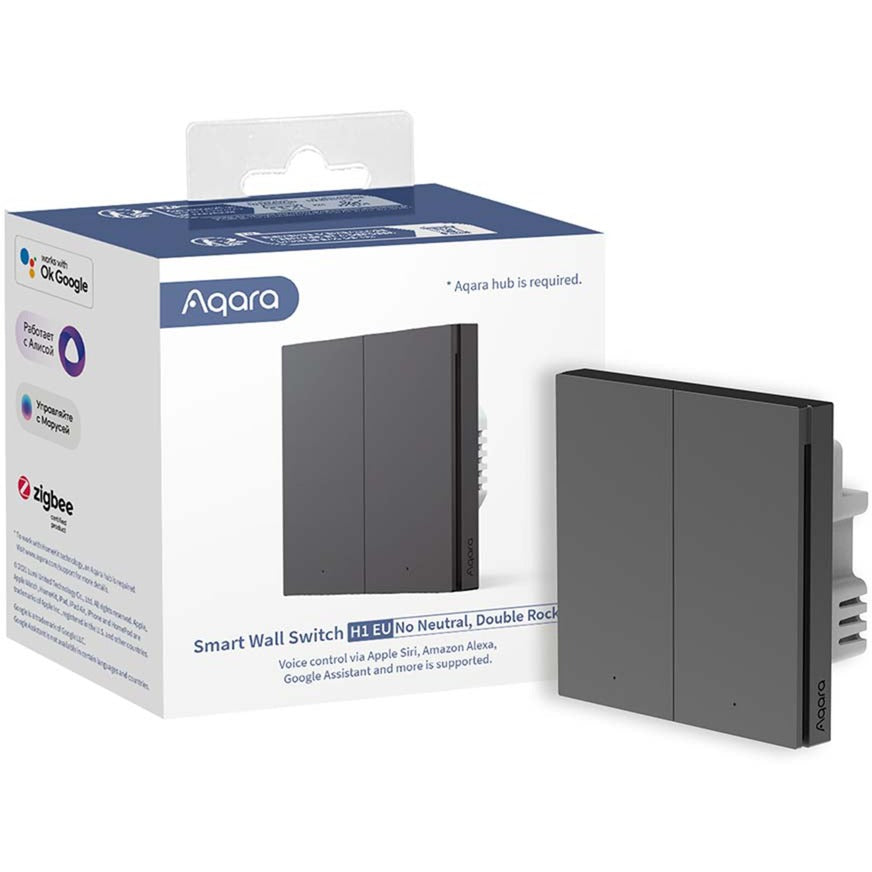 Aqara smart wall switch h1 dubbele schakelaar (antraciet, zigbee 3.0)