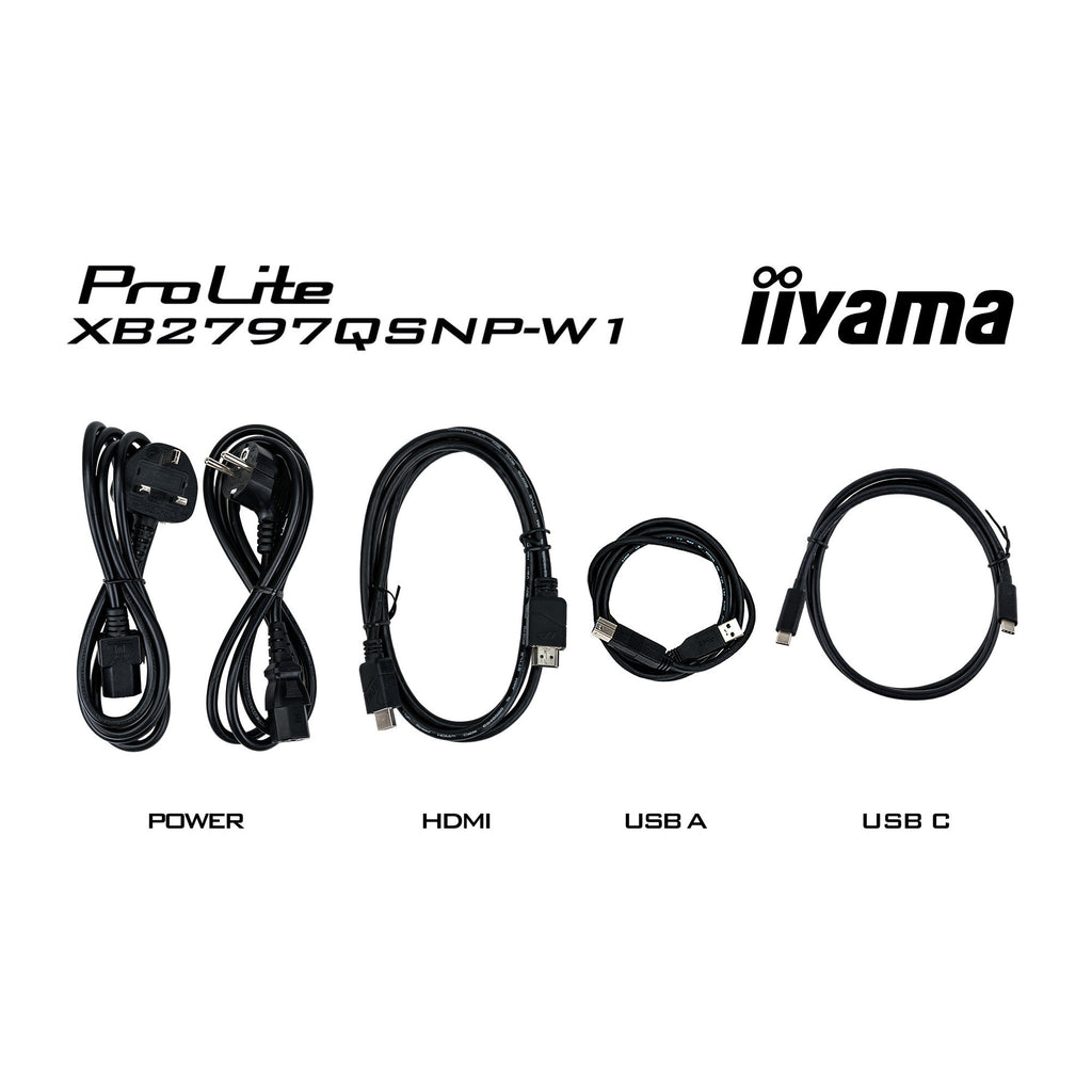 Iiyama prolite xb2797qsnp-w1 27 monitor (wit, hdmi, displayport, usb-c, lan, audio)